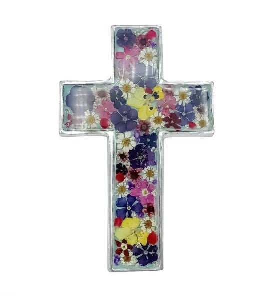 Cruz de pared con flores de 6,5" x 4,2" - Colección Guadalupe