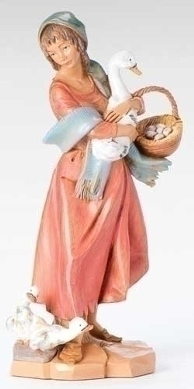 12" Deborah with Duck & Basket Figure - Fontanini