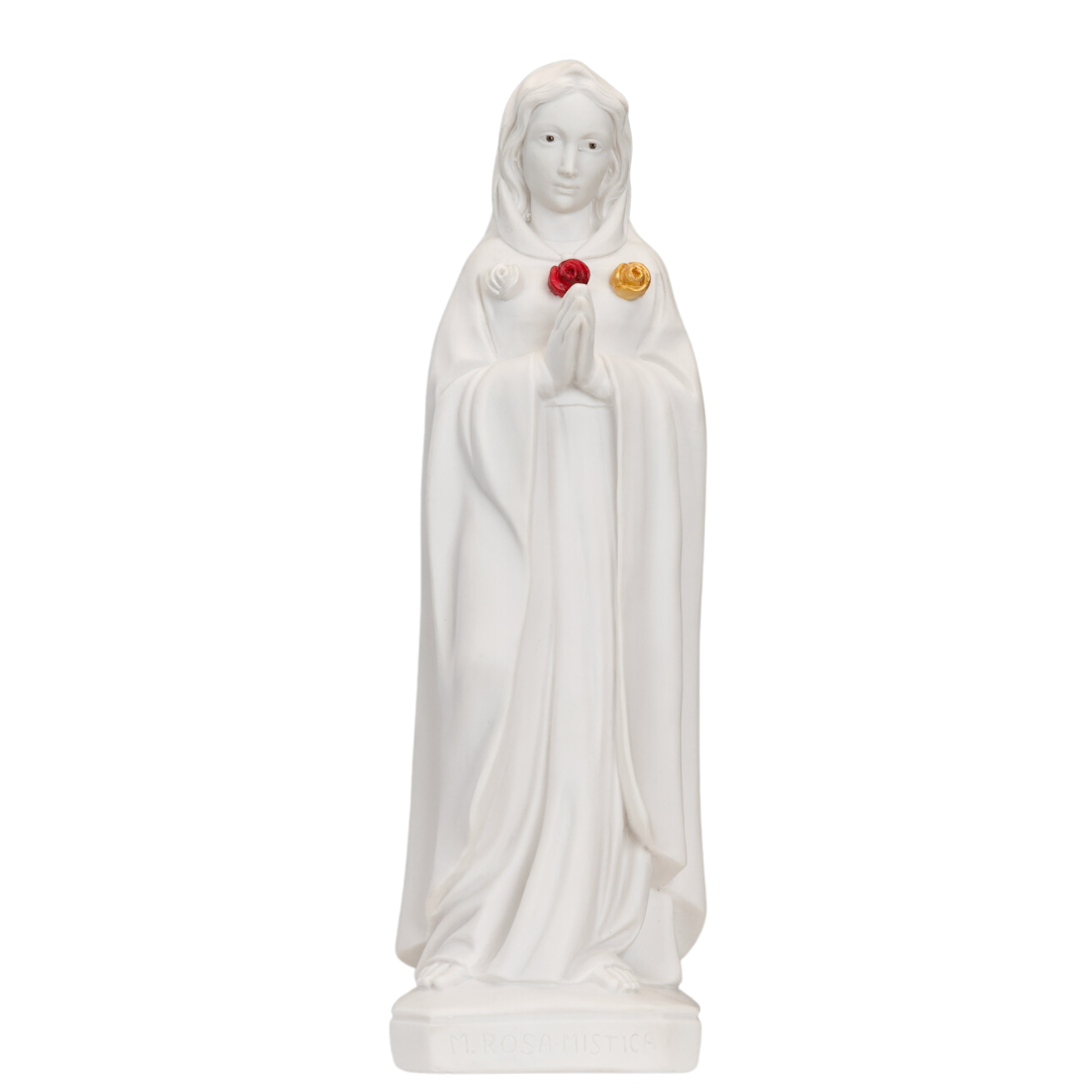 15.25" Rose of Mystica - Rosa Mistica Collection White-Gold- Hand Painted