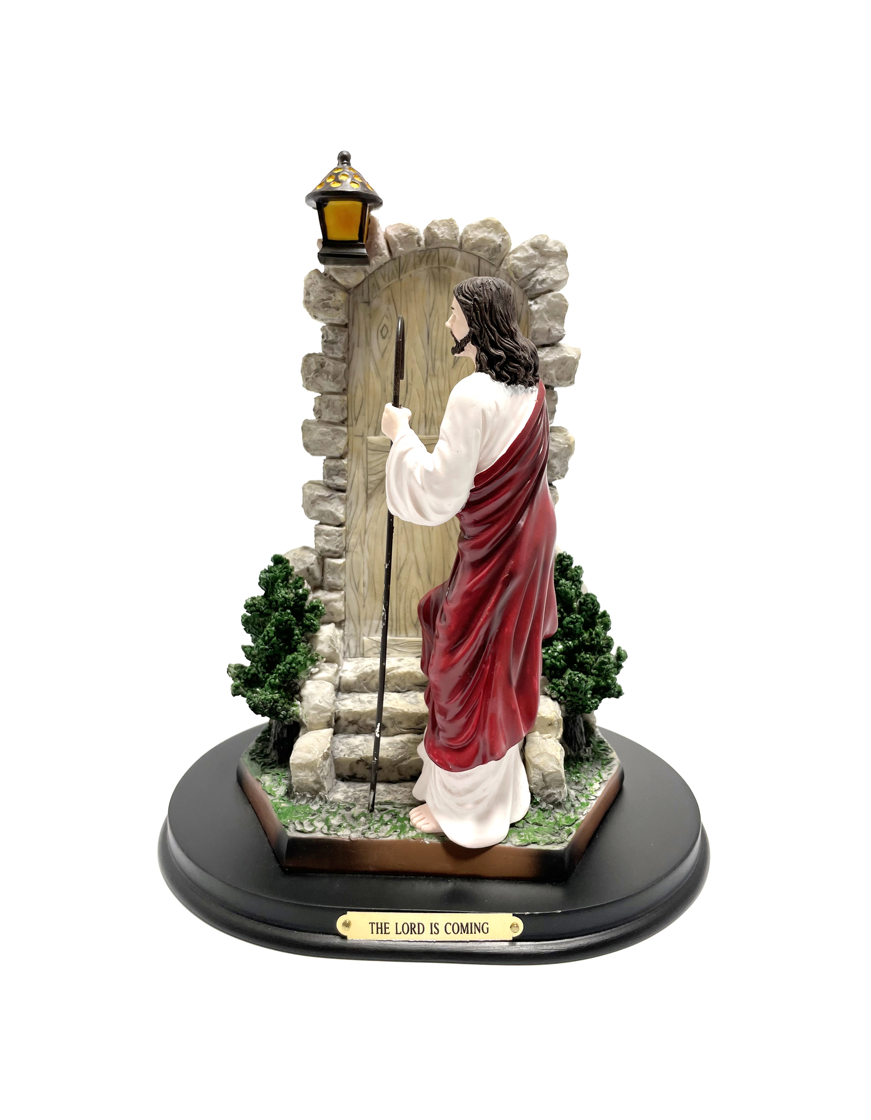 Estatua religiosa de Jesús llamando a la puerta de 12" de altura