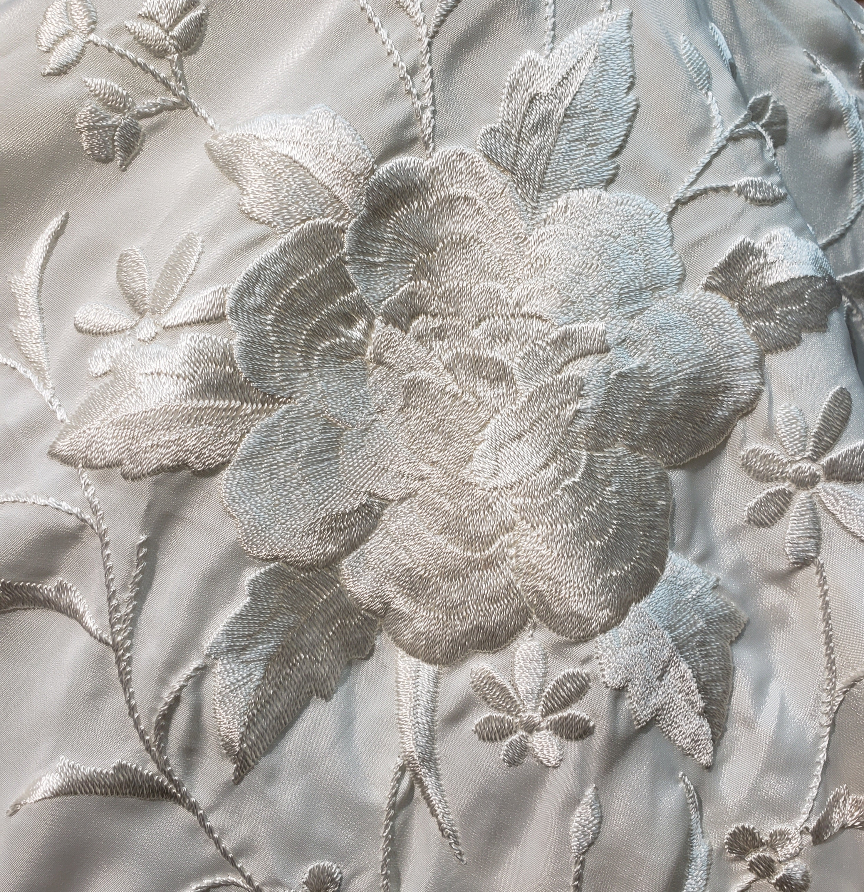 Estola chal española de seda color champán de Cantón, mantón de Manila