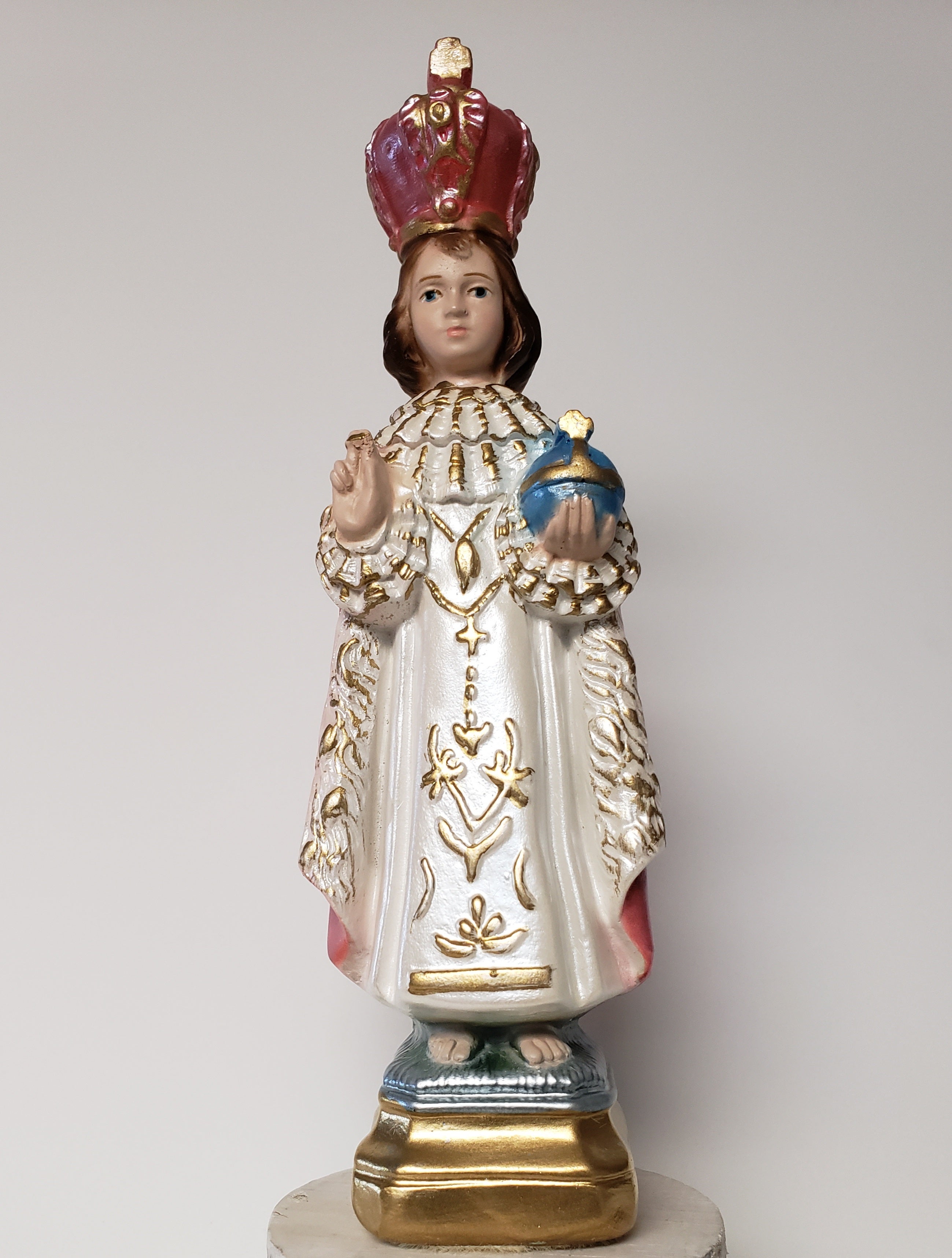 Niño Jesús de Praga de 20 cm de perla, pintado a mano en Italia, colección estilo toscano