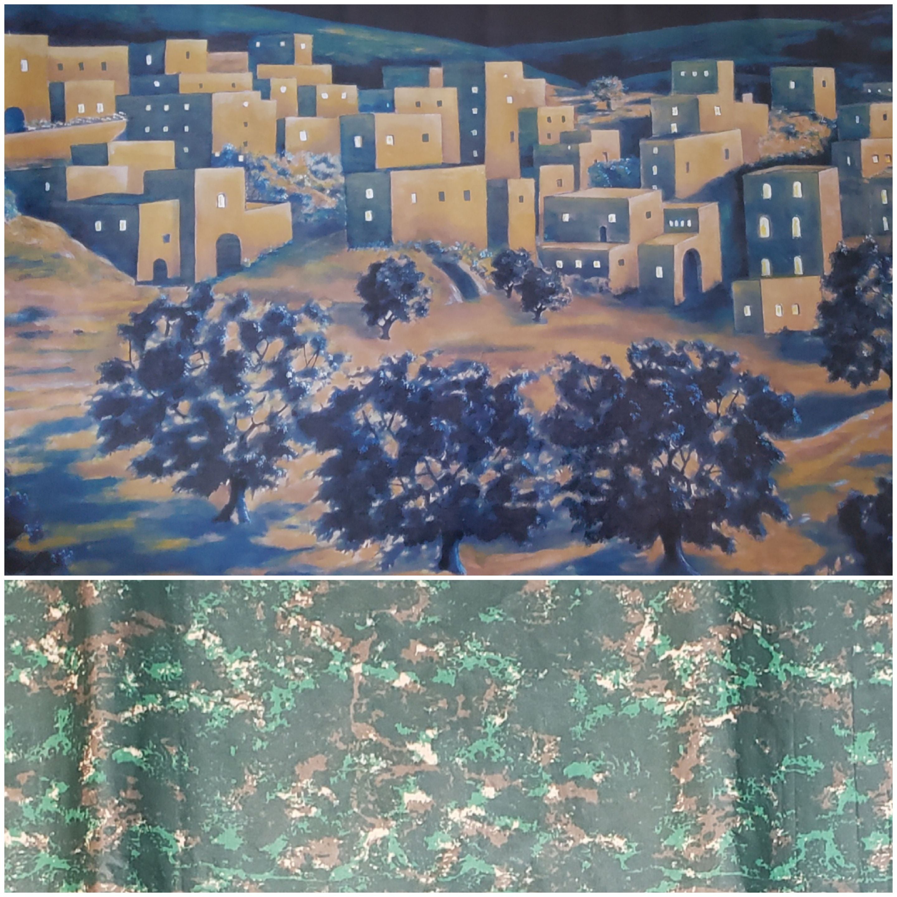 Escena de la natividad, 1 telón de fondo para la representación y 5 rollos de papel de 27" x 39"