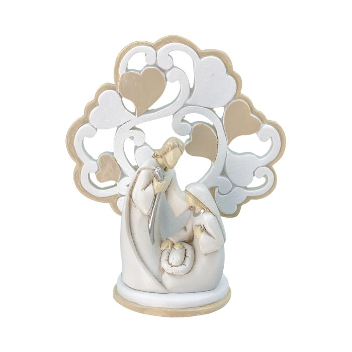 Escultura de resina de la Sagrada Familia con corazones (2-3/4 pulgadas)