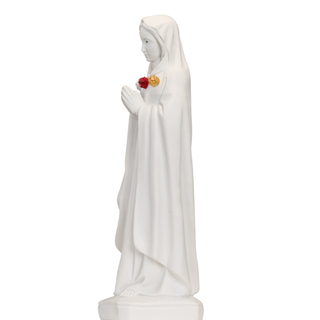 15.25" Rose of Mystica - Rosa Mistica Collection White-Gold- Hand Painted