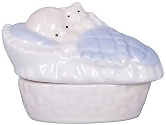 Rosario en caja de porcelana para recuerdo de bebé niño color azul