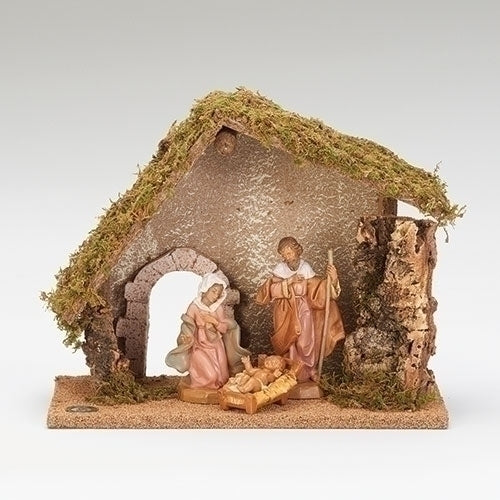 PESEBRE DE 3 FIGURAS A ESCALA DE 5" CON ESTABLO ITALIANO / Fontanini