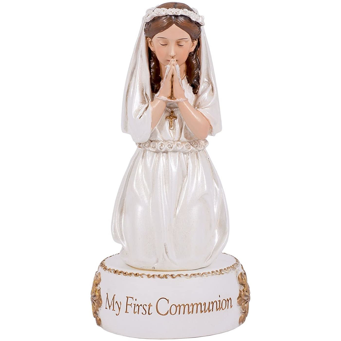 Figura de resina de niña arrodillada de 5,5" para mi primera comunión