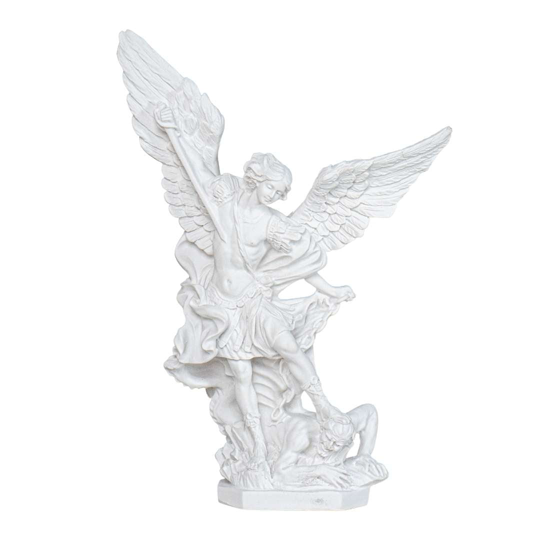 Saint Michael The Archangel White Statue / San Miguel en Blanco