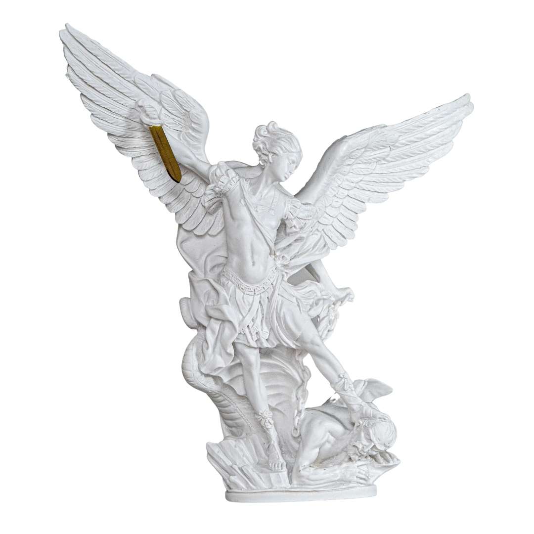 Saint Michael The Archangel White Statue / San Miguel en Blanco