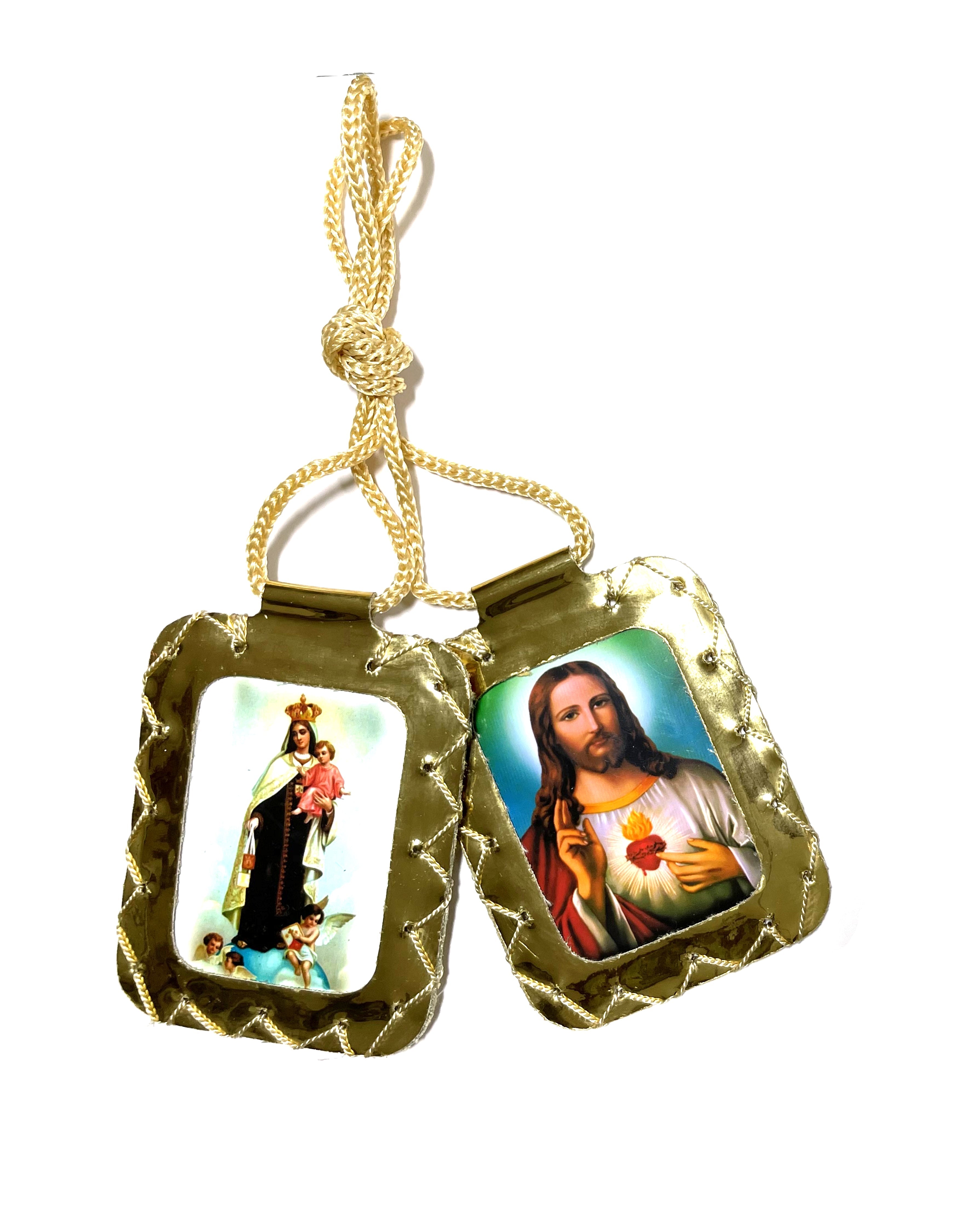 Extra large leather scapular, Escapulario de cuero extra grande