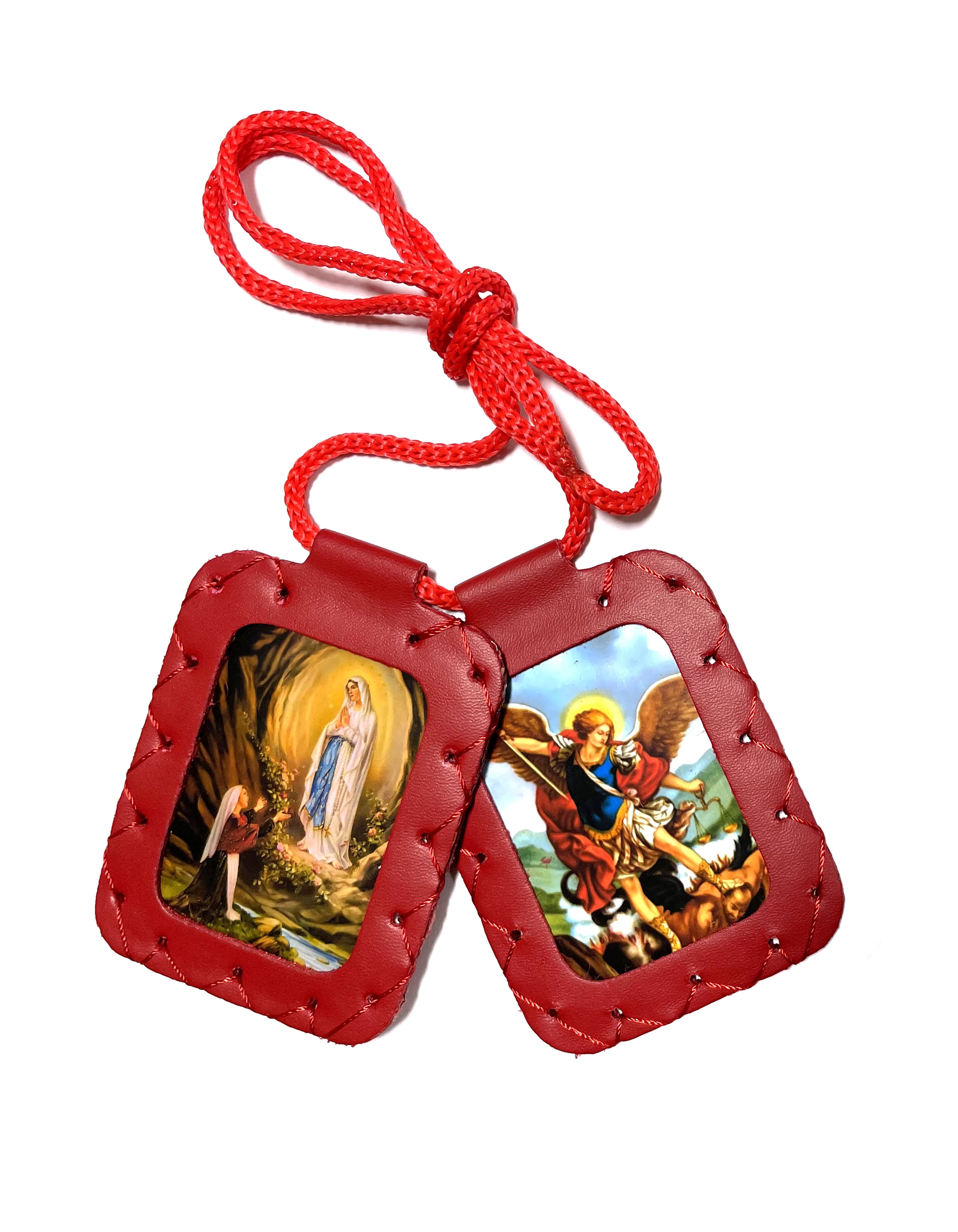Extra large leather scapular, Escapulario de cuero extra grande