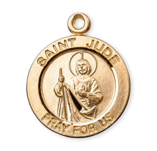 Patron Saint Jude Round Gold Over Sterling Silver Medal
