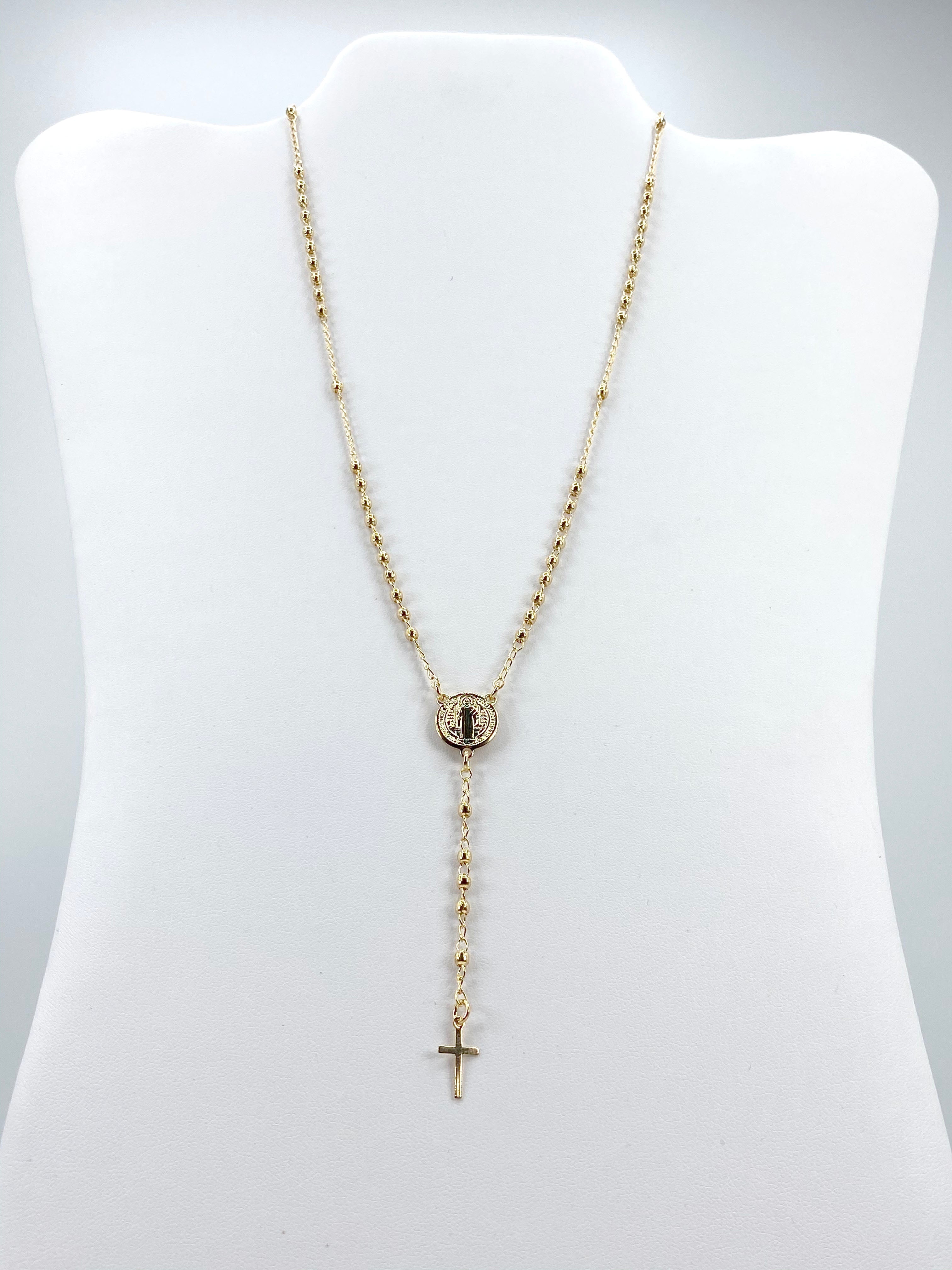 Collar rosario con medalla de San Benito