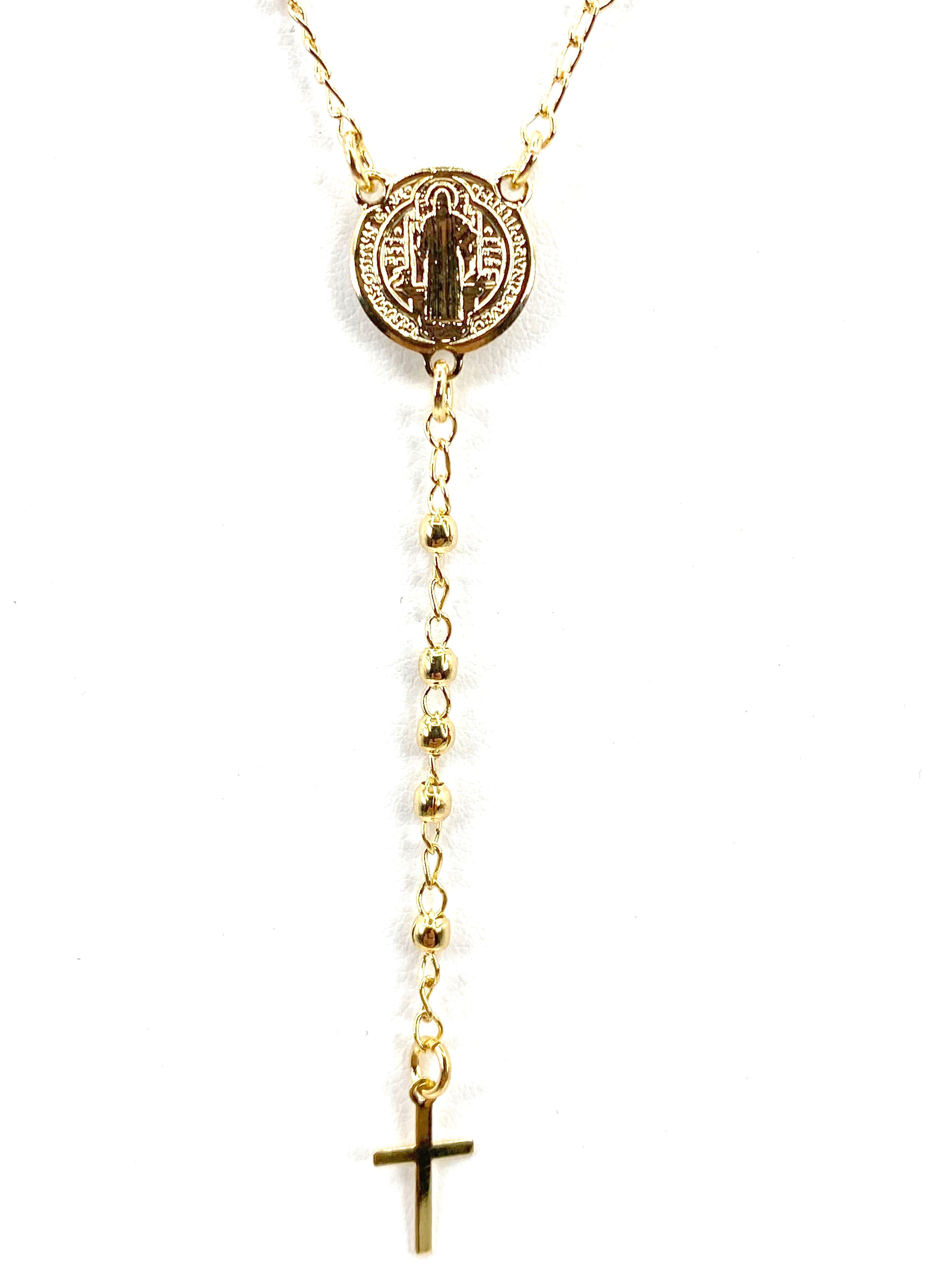 Collar rosario con medalla de San Benito