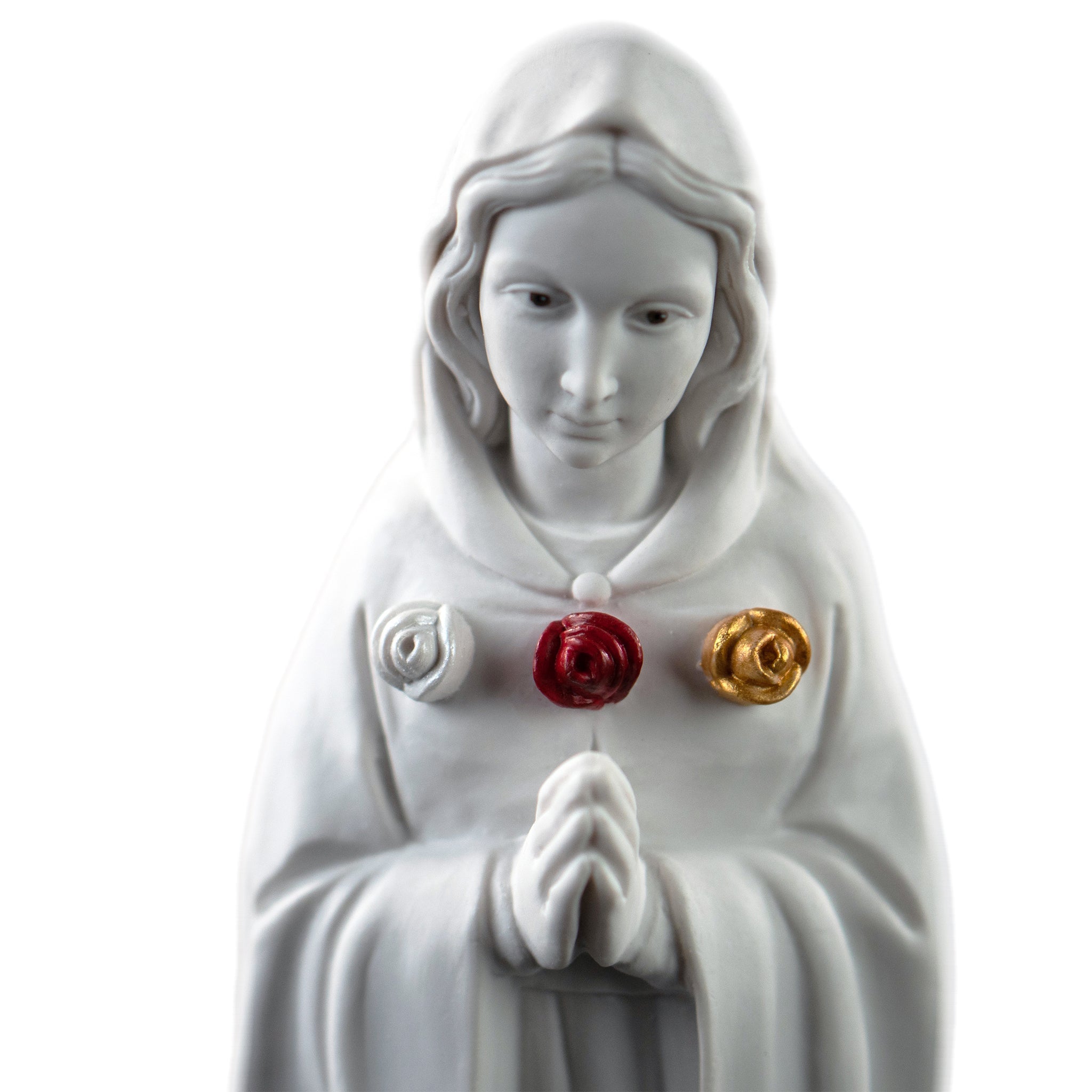 15.25" Rose of Mystica - Rosa Mistica Collection White-Gold- Hand Painted