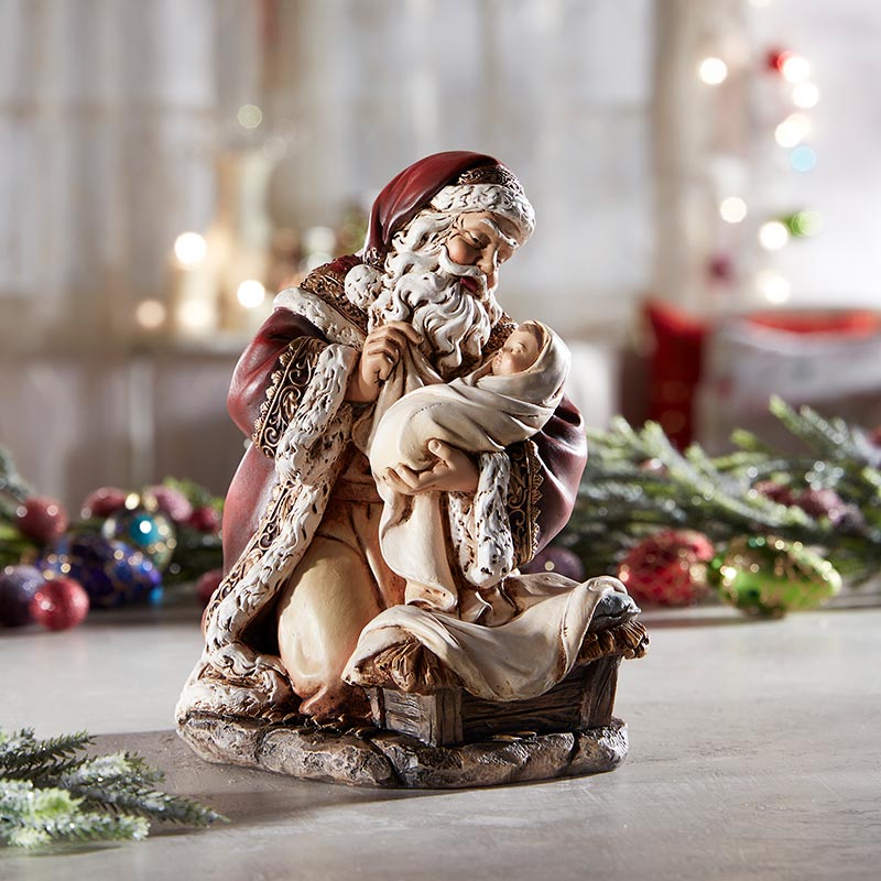 Figura de Papá Noel adorador de 7"