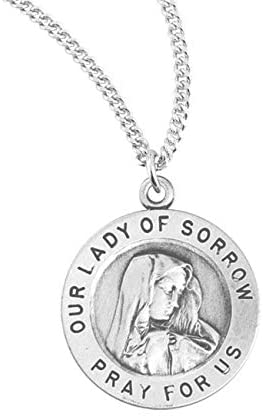 Medalla redonda de plata de ley de Nuestra Señora de los Dolores