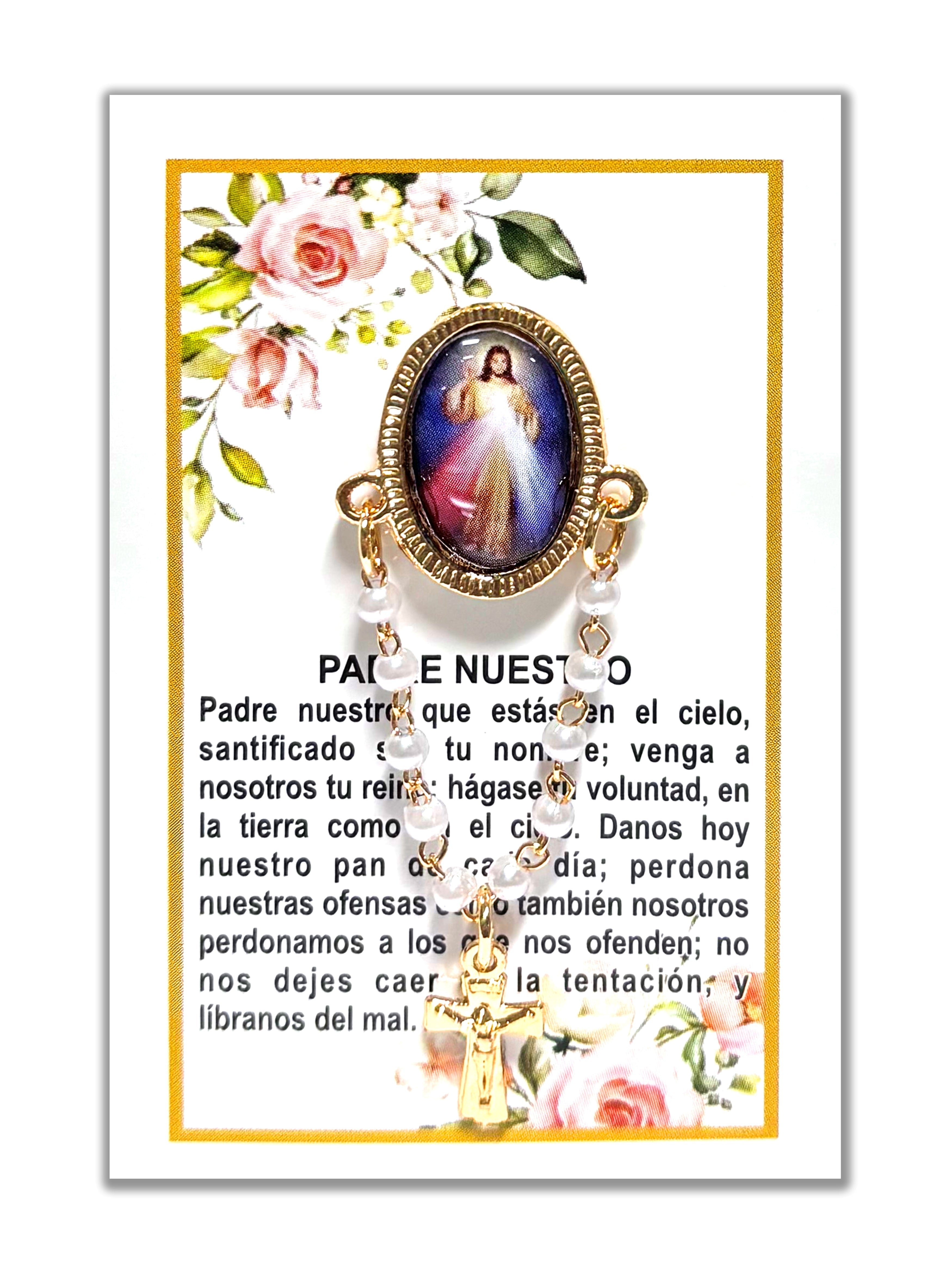 Pin de solapa ovalado con imágenes religiosas y década incluida