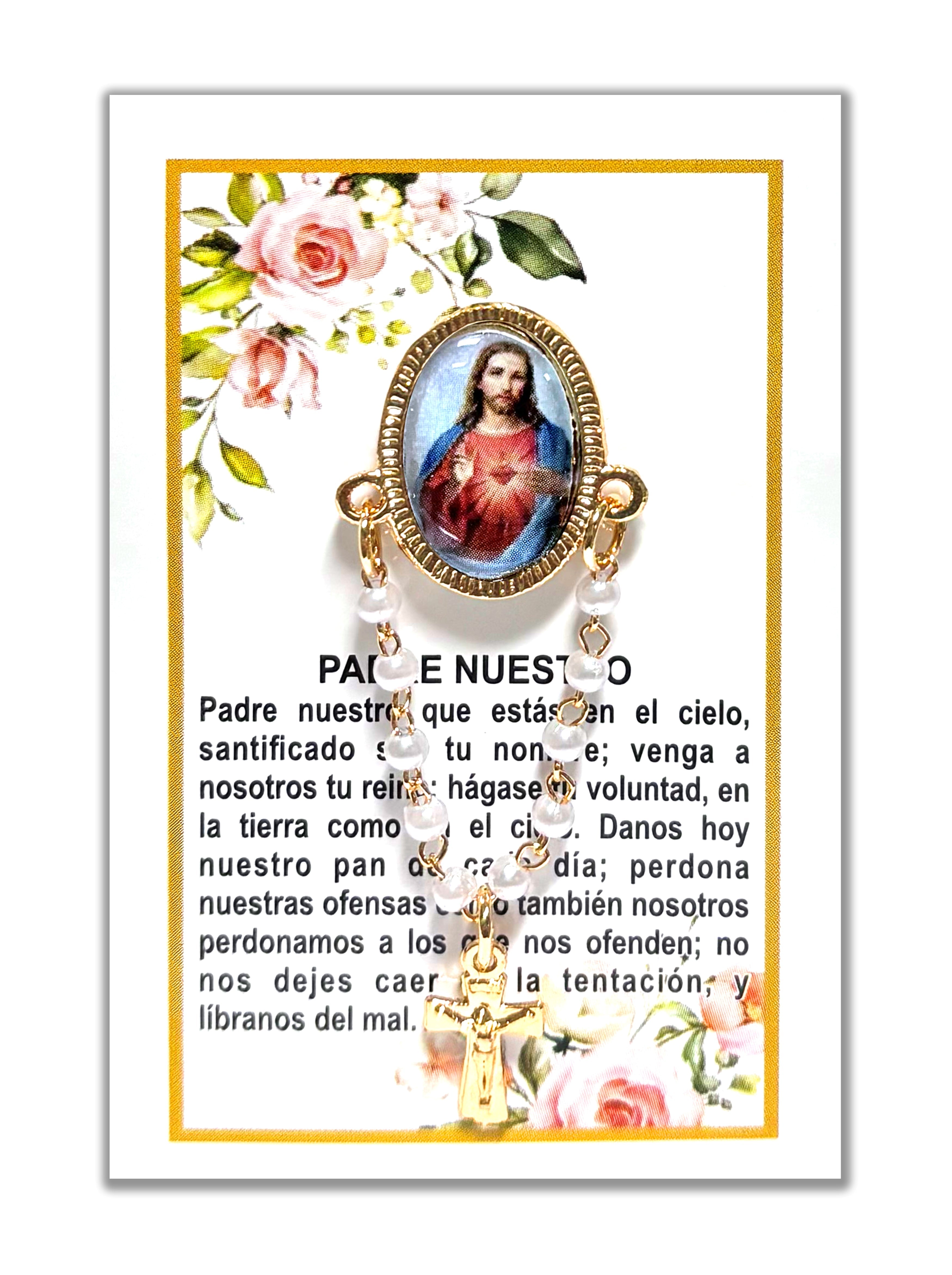 Pin de solapa ovalado con imágenes religiosas y década incluida