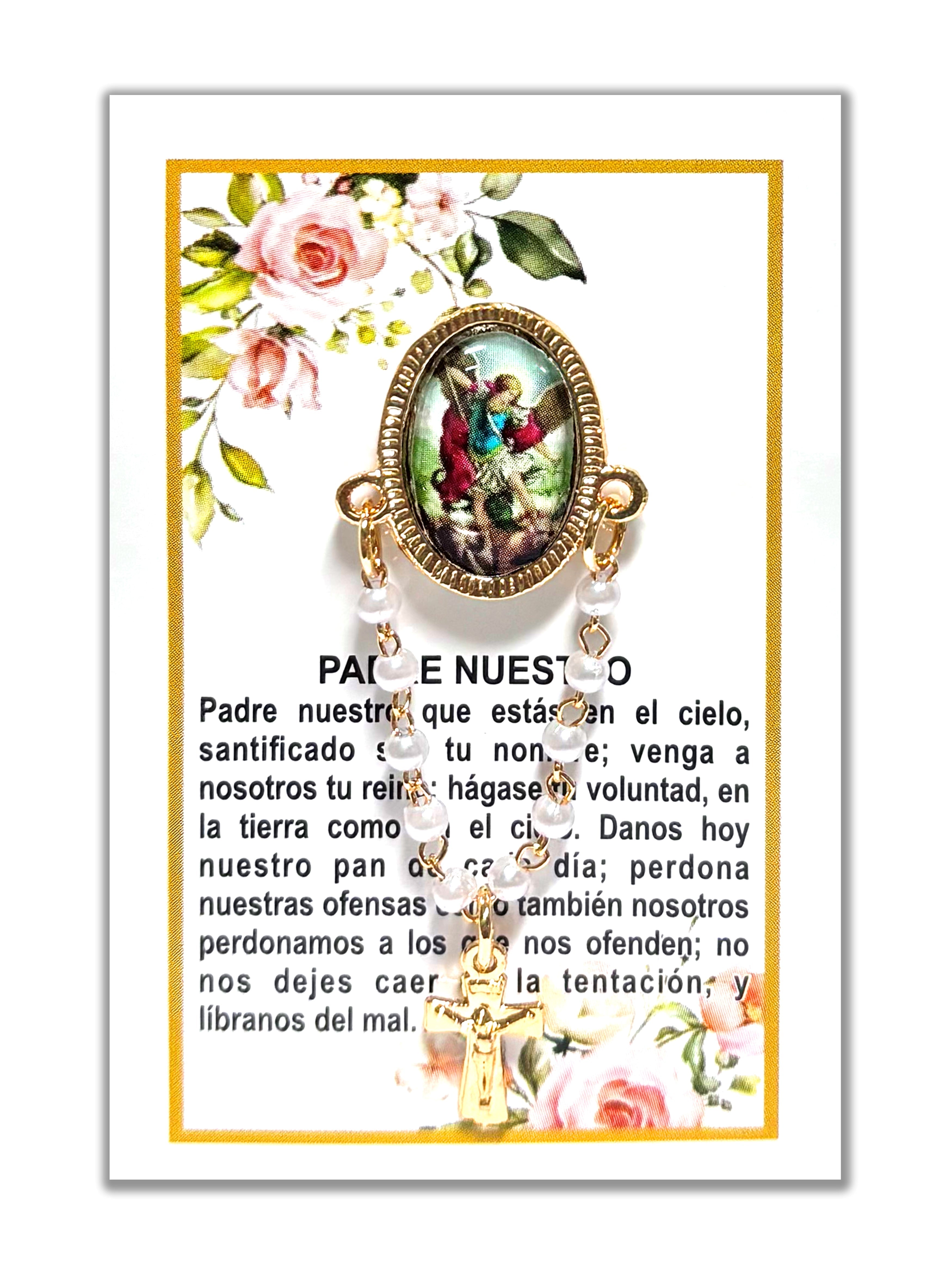 Pin de solapa ovalado con imágenes religiosas y década incluida