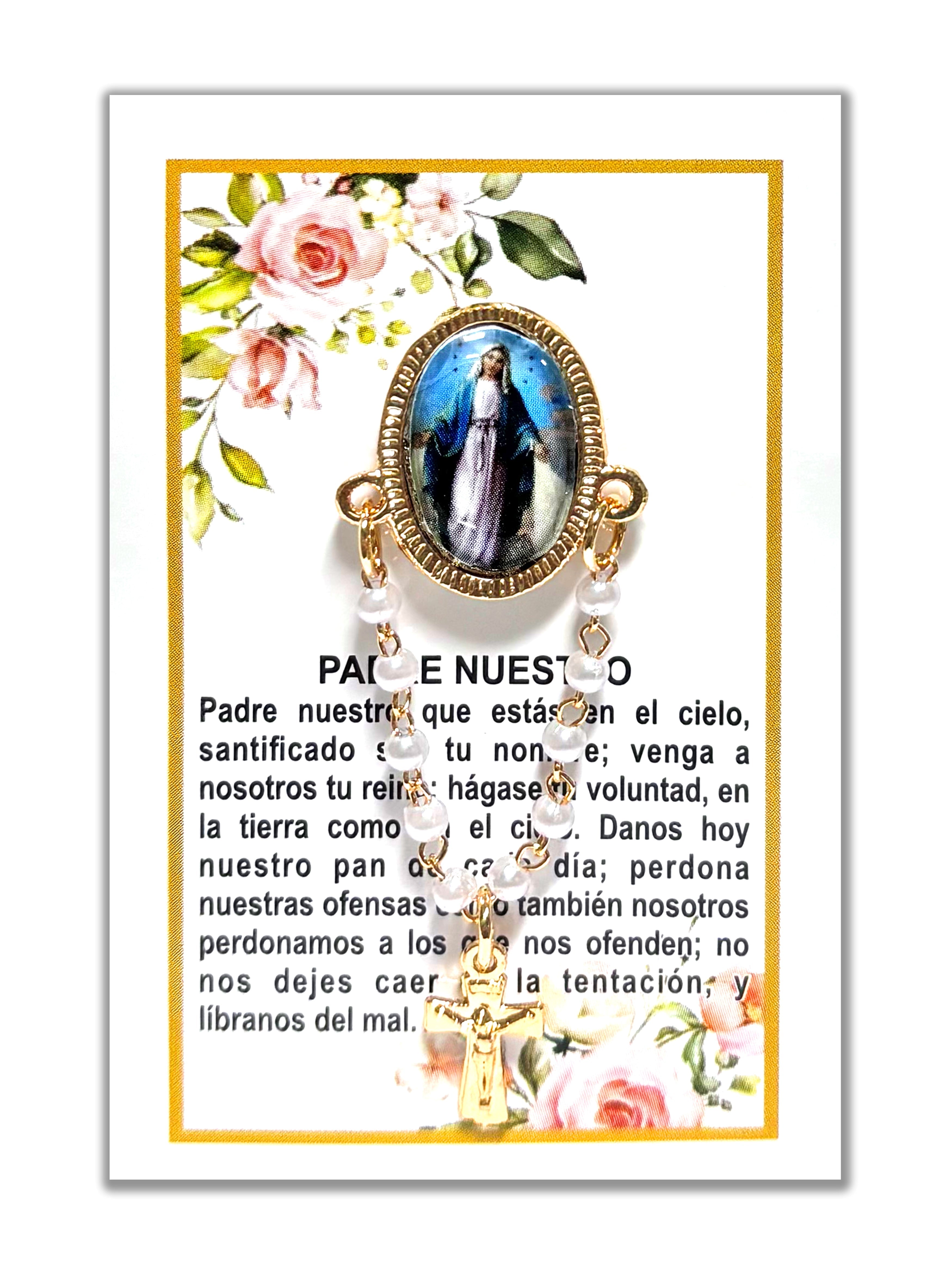 Pin de solapa ovalado con imágenes religiosas y década incluida