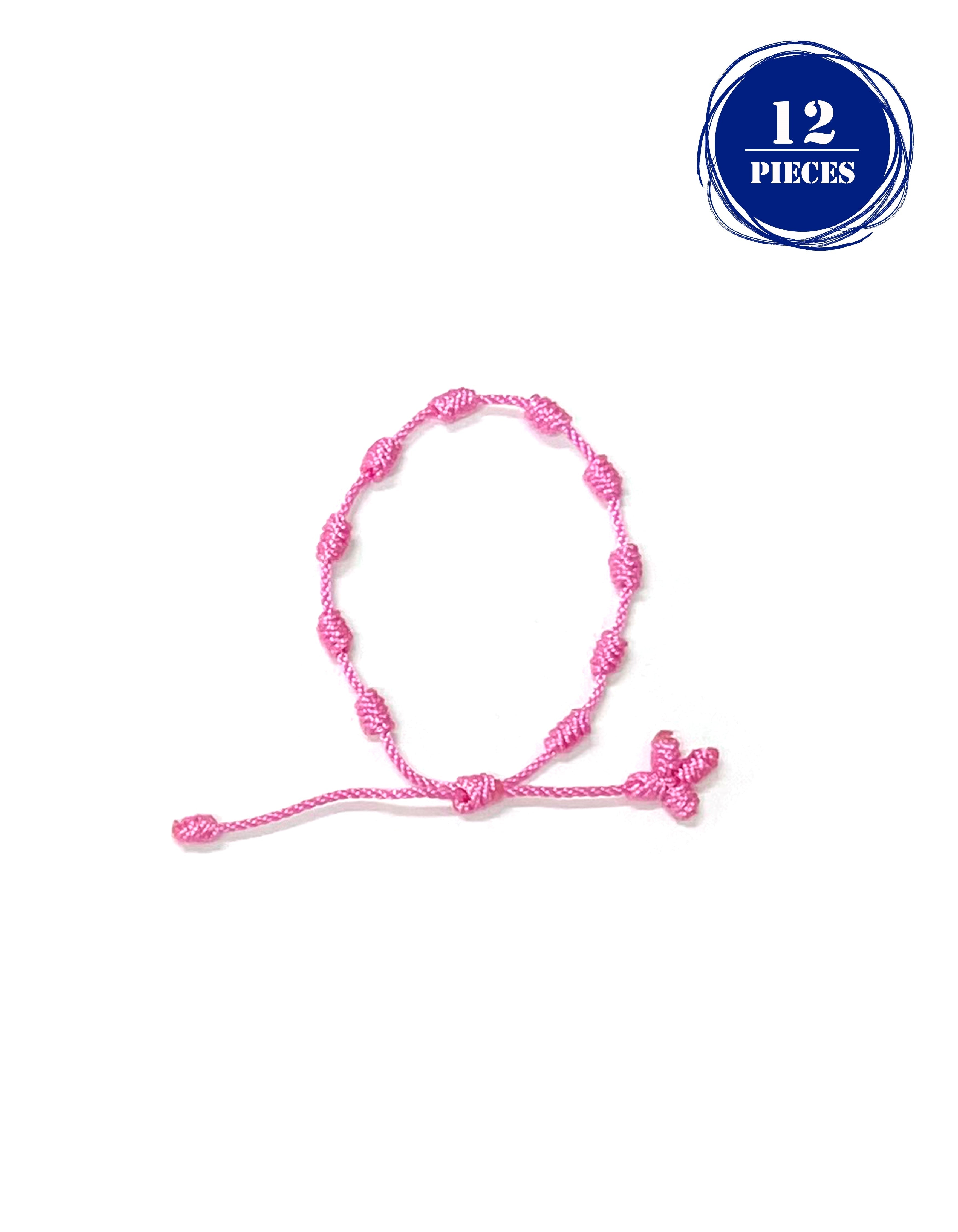 Decade bracelet knotted with strings in bright colors - Pack of 12 or 6 pieces