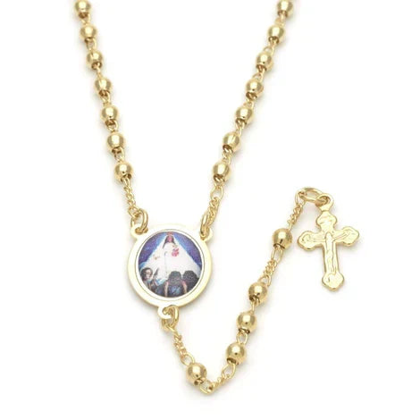 Collar Rosario Caridad del cobre 18” dorado plt