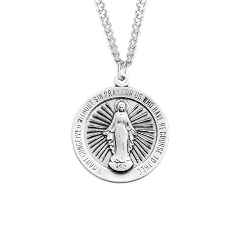 Medalla Milagrosa Ovalada de Plata Esterlina