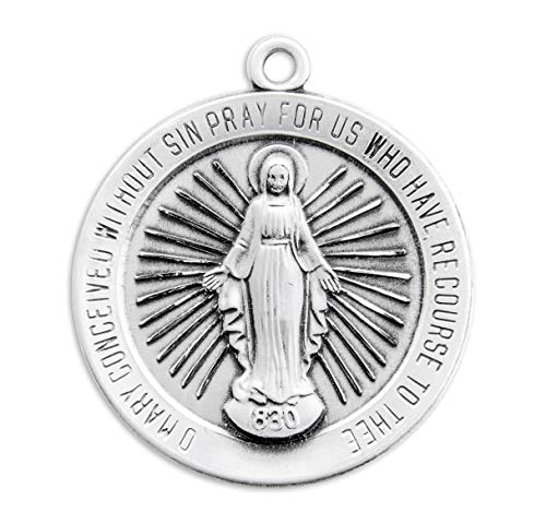 Medalla Milagrosa Ovalada de Plata Esterlina