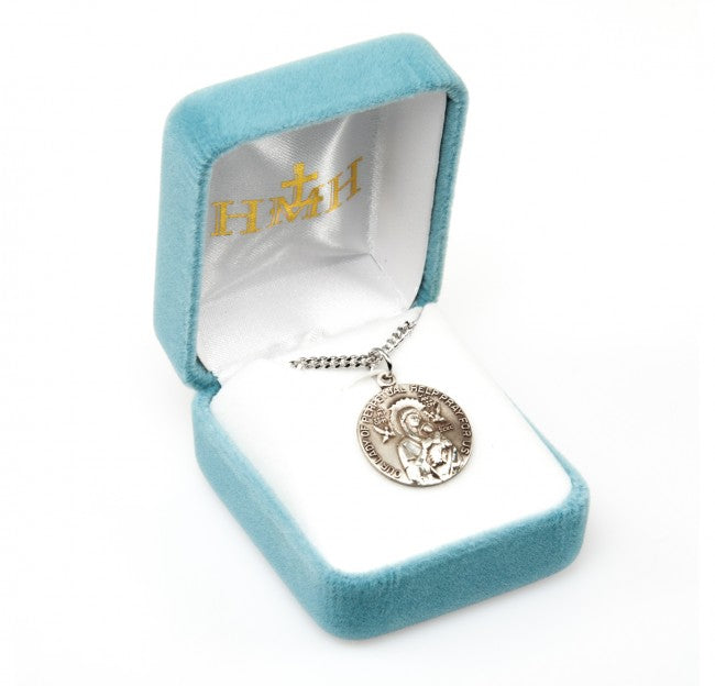 Medalla Redonda de Nuestra Señora del Perpetuo Socorro en Plata de Ley