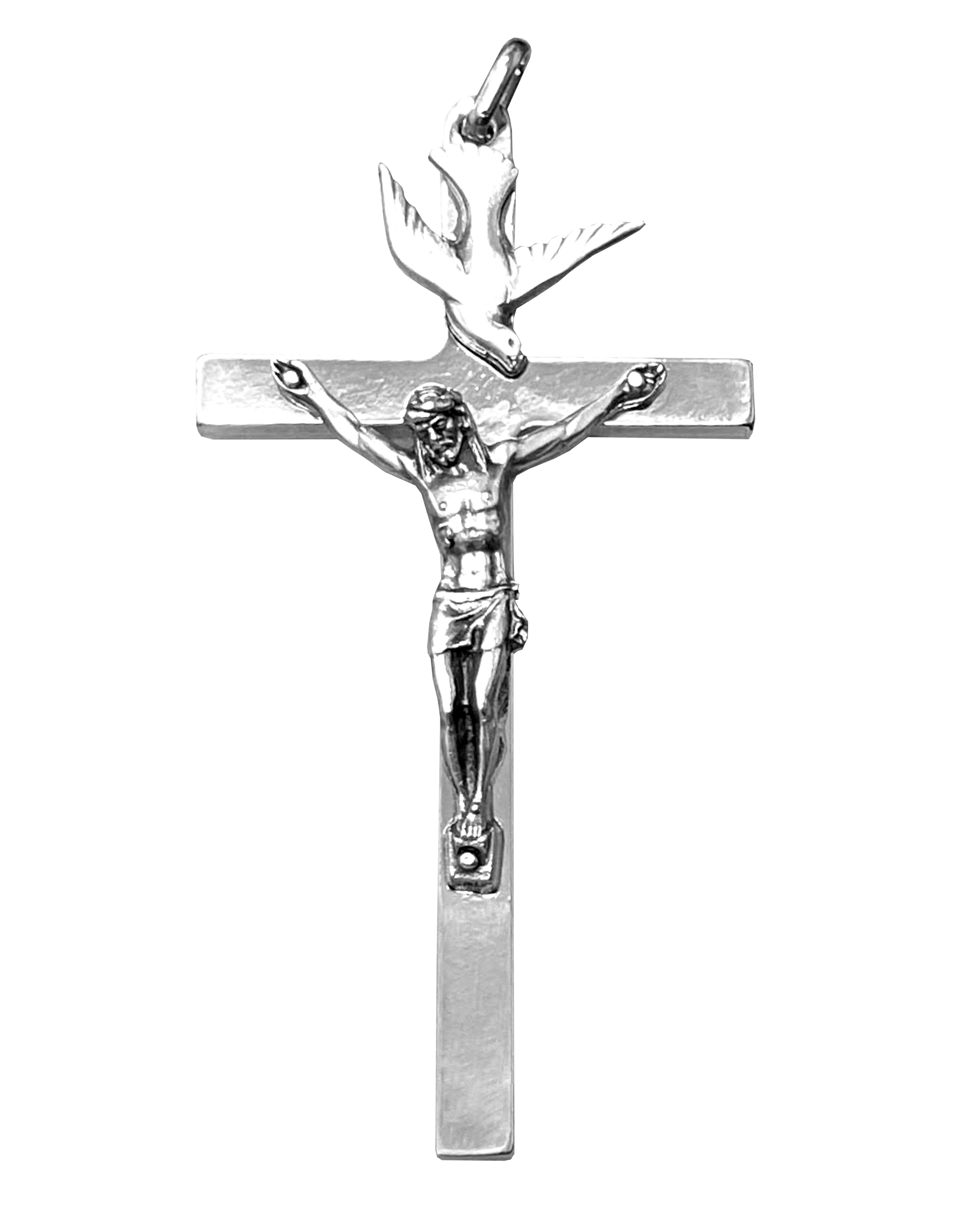 Crucifijo del Espíritu Santo en oro y plata de 3,5"