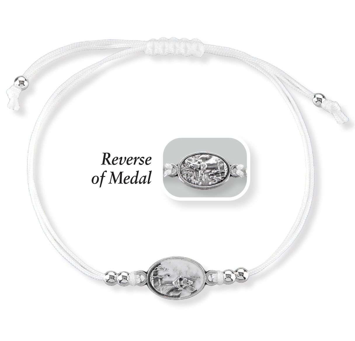 Pulsera de ángel de la guarda con medalla de ángel de la guarda epoxica con cuentas decorativas plateadas.