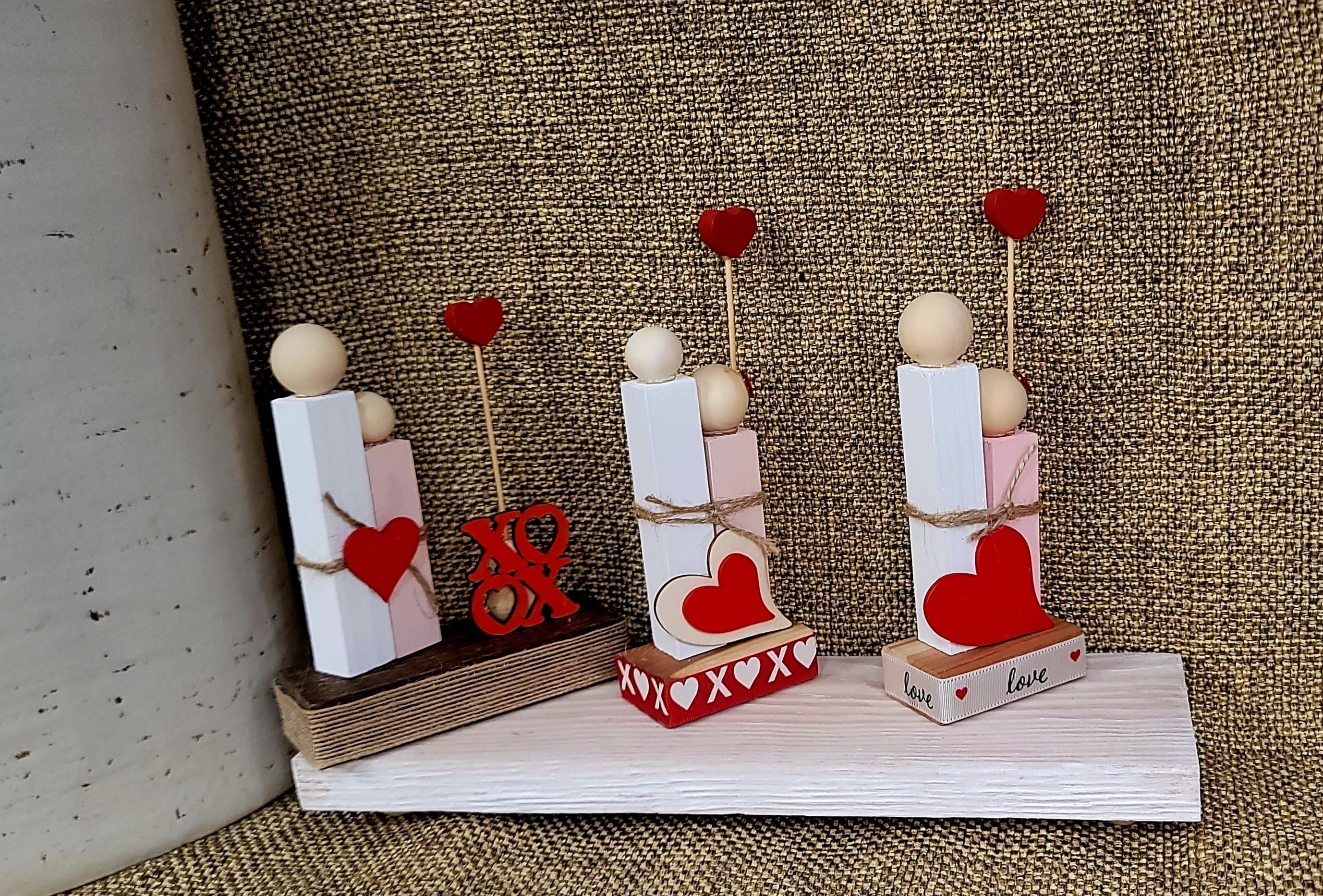 Handmade Valentine's Wooden Couple – Heart Decor, Love Gift