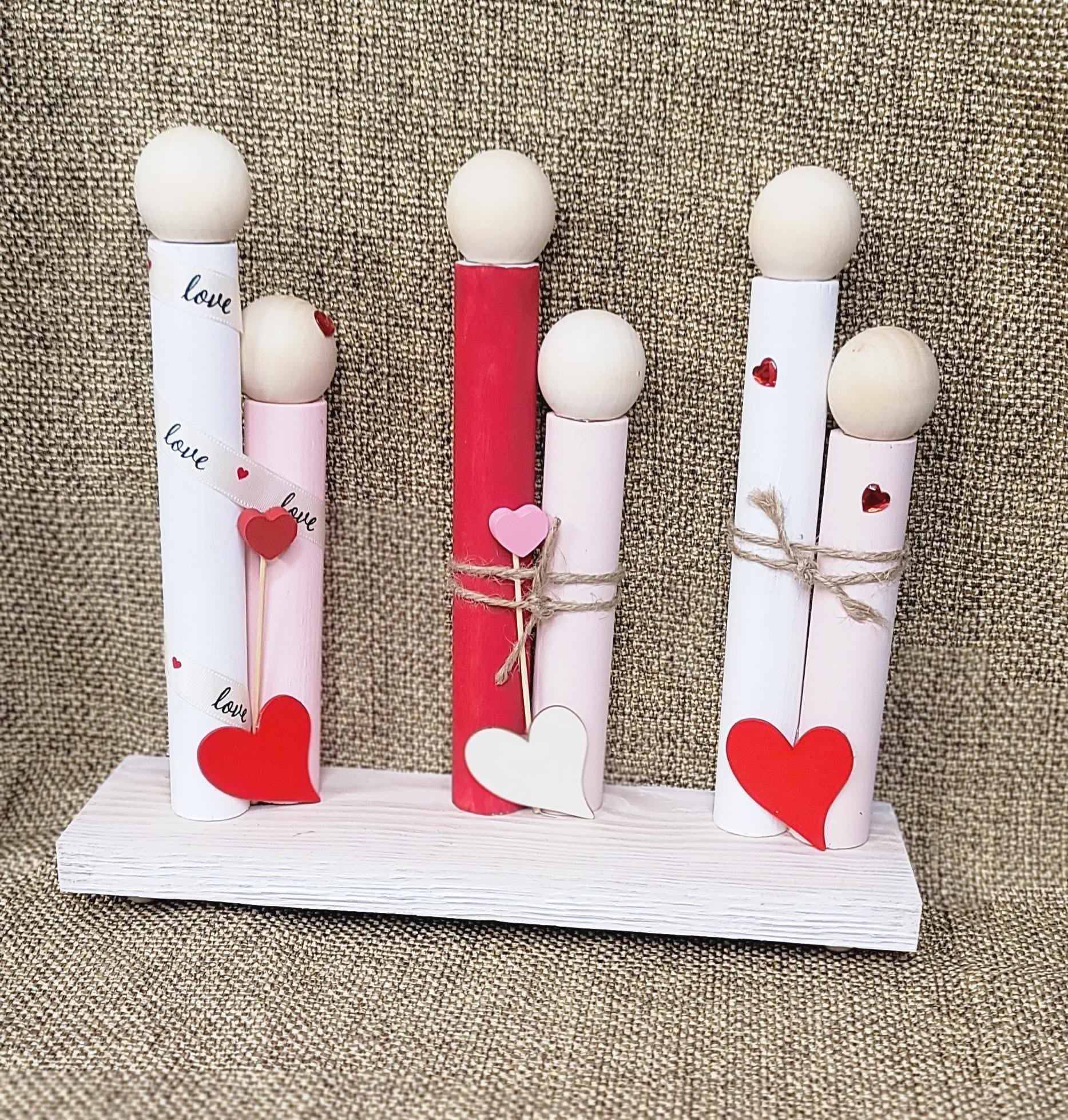 Handmade Valentine's Couple Wood Block Set – Love Decor