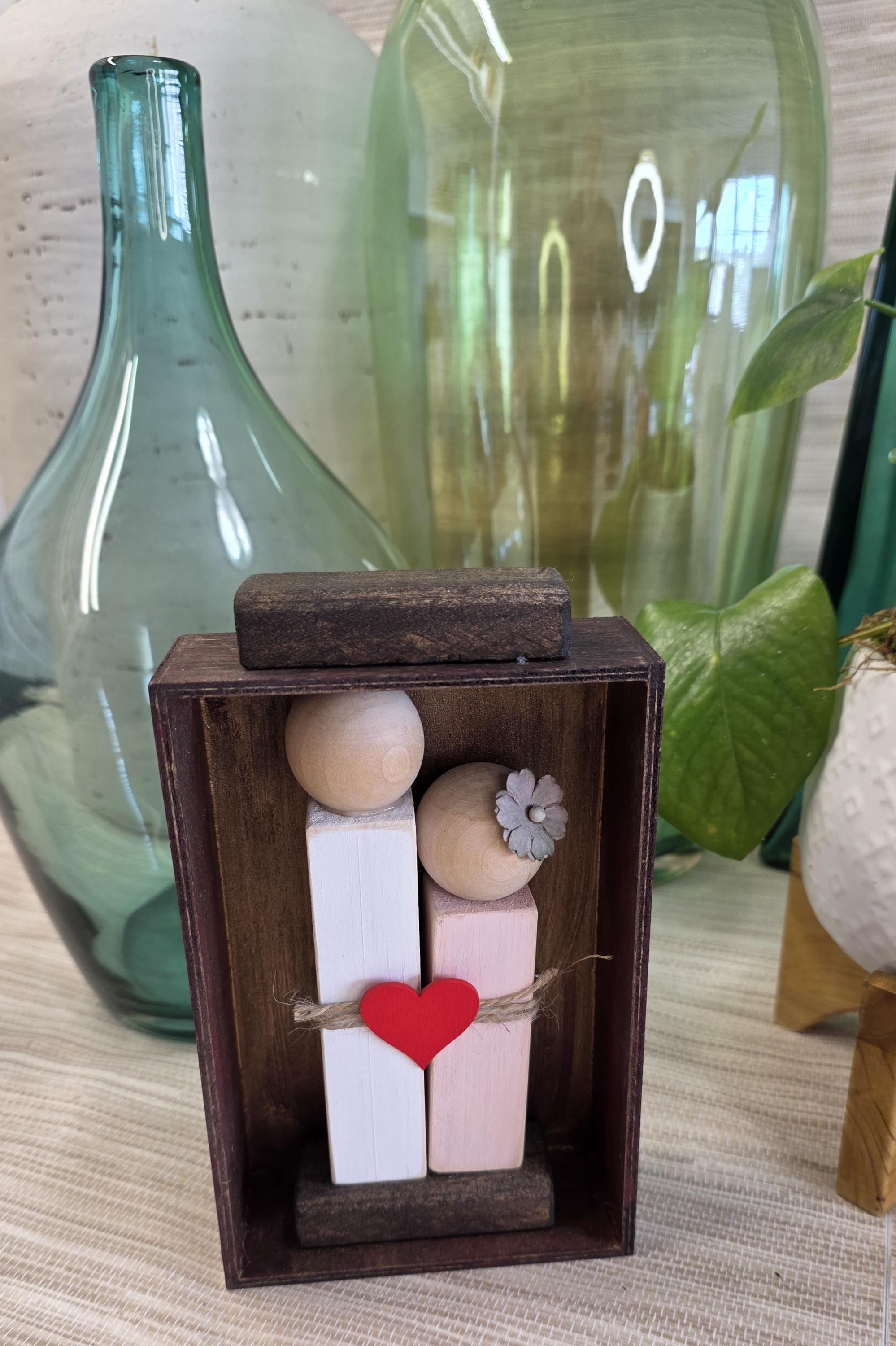 Valentine's People Wooden Blocks - Couple in box Brown Ref . 005