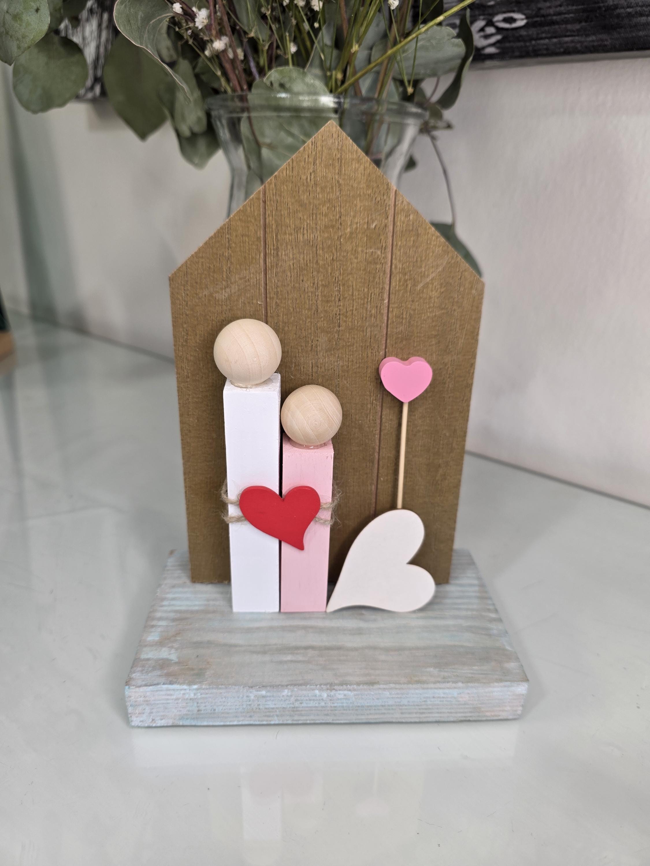 Handmade Valentine's Wooden Couple – Anniversary Gift, Home Decor (6-7 inches)