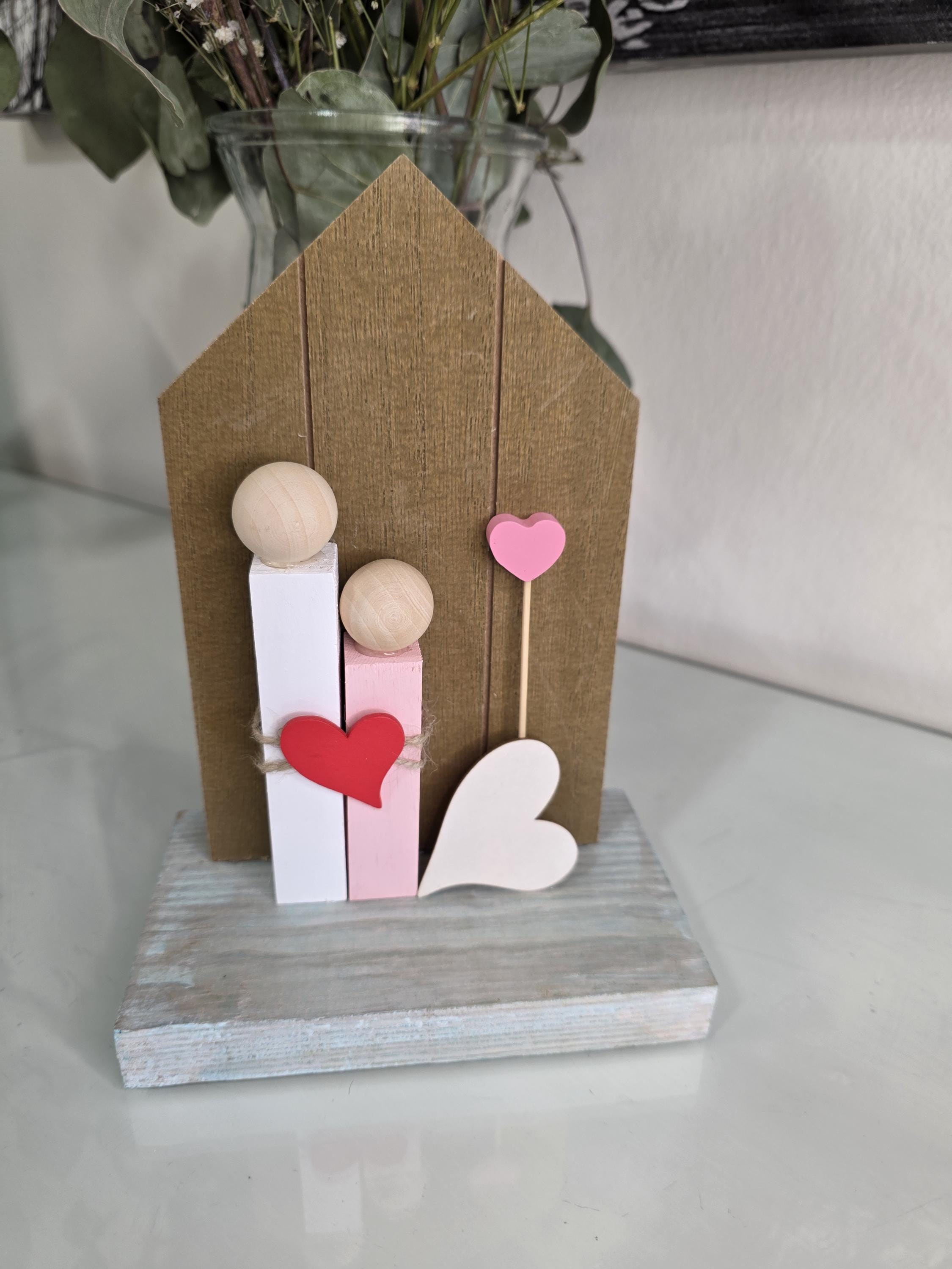 Handmade Valentine's Wooden Couple – Anniversary Gift, Home Decor (6-7 inches)