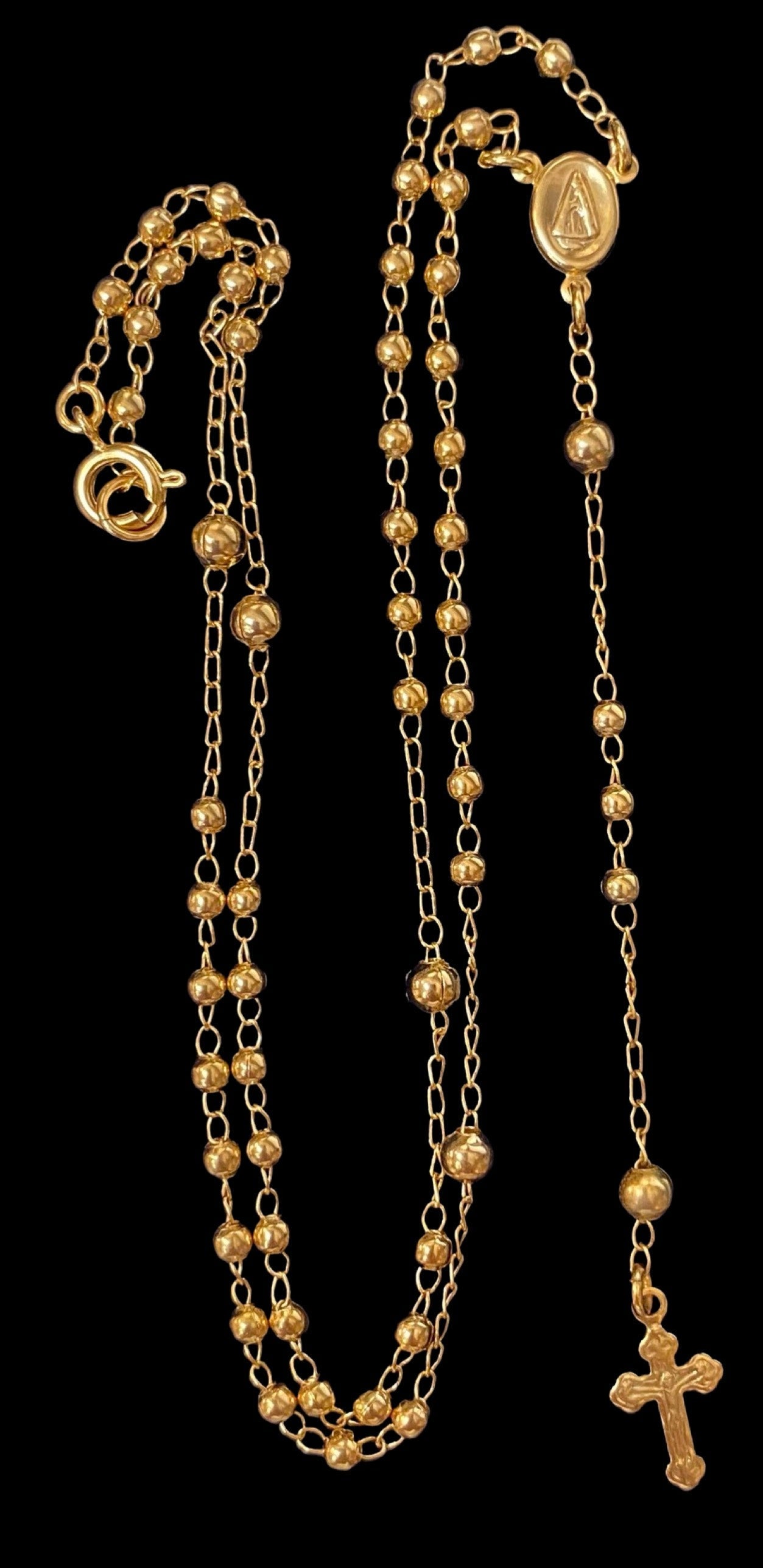 Caridad del Cobre x-sml Center 18k GF Rosary Necklace