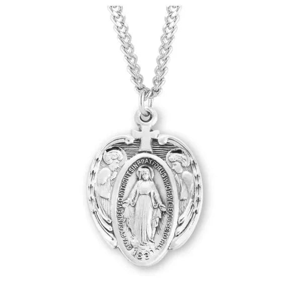 Medalla Milagrosa de los Ángeles de Plata de 18"