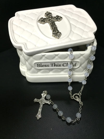 Bless This Child Keepsake Box with Rosary Beads