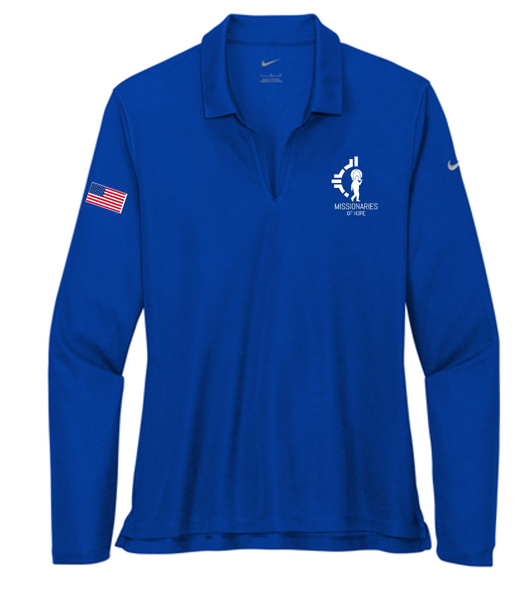 Ladies Nike Dri-FIT Micro Pique 2.0 Polo Long Sleeve- Missionaries of Hope Edition.