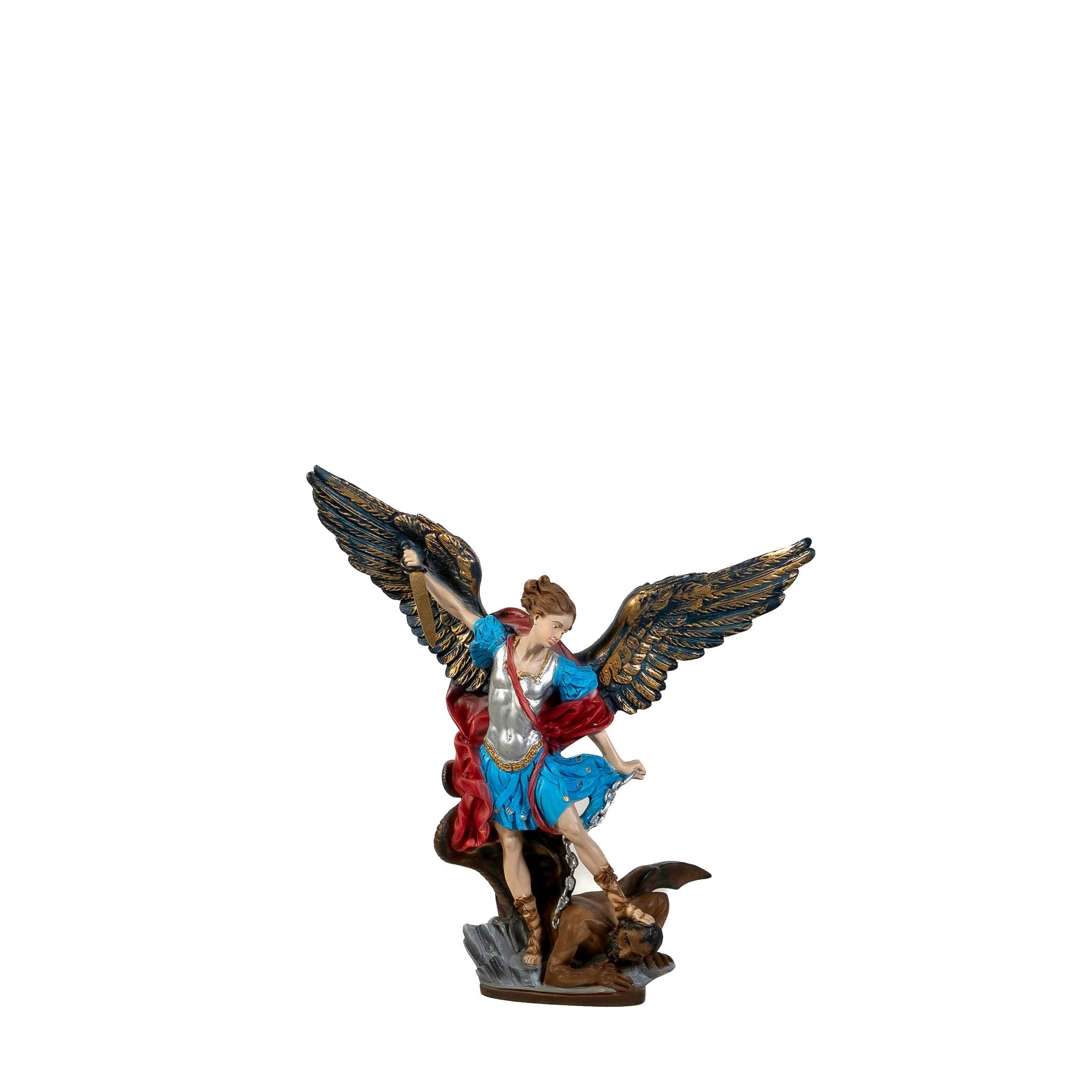 The Faith Gift Shop Saint Michael The Archangel Navy Blue & Gold Wings statue - Hand Painted in Italy - Our Tuscany Collection - Estatua de San Miguel Archangel