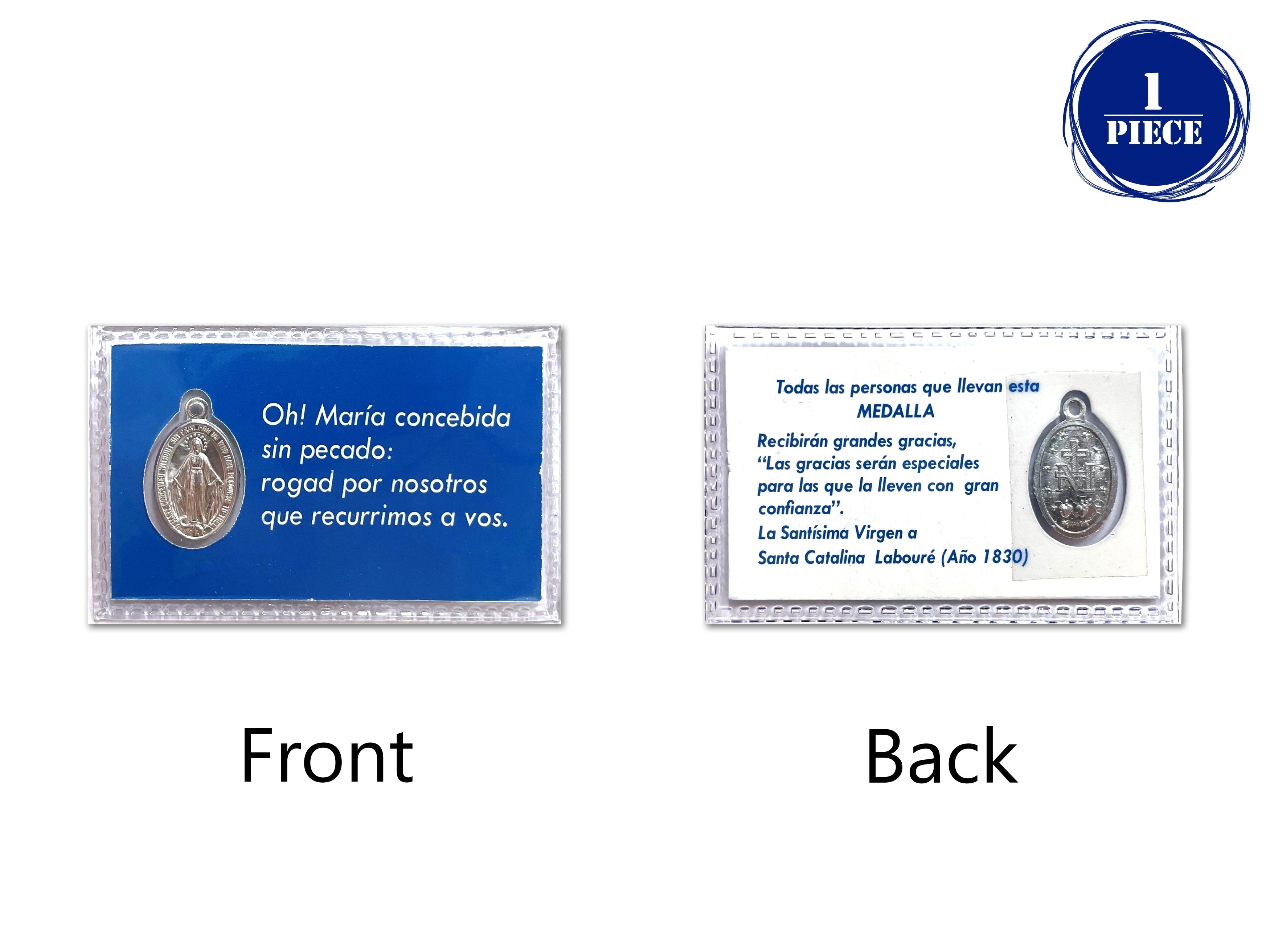 Estampa laminada con medalla de la Milagrosa y oración incluida.