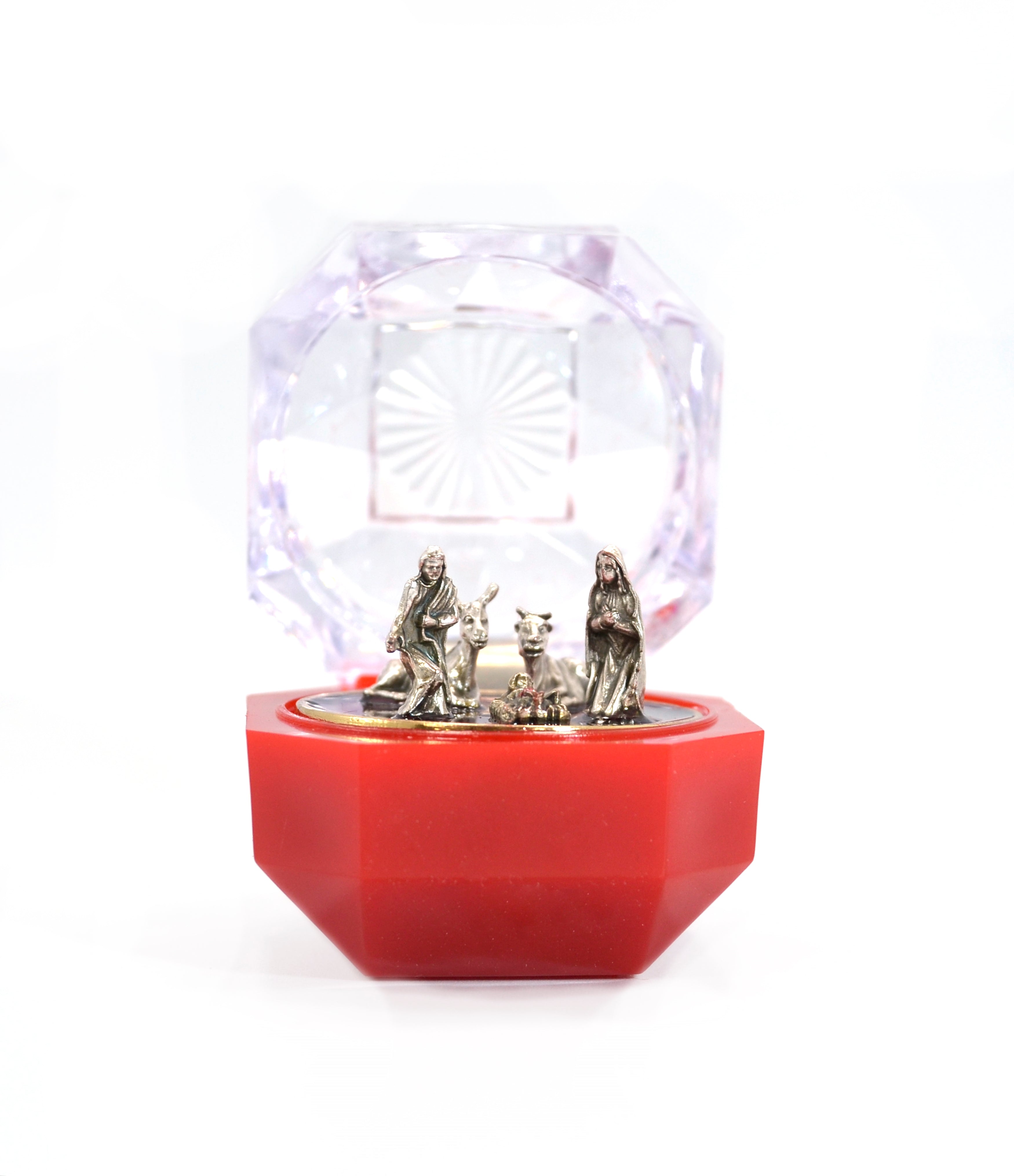 Juego de cinco piezas de belén en miniatura en caja de regalo