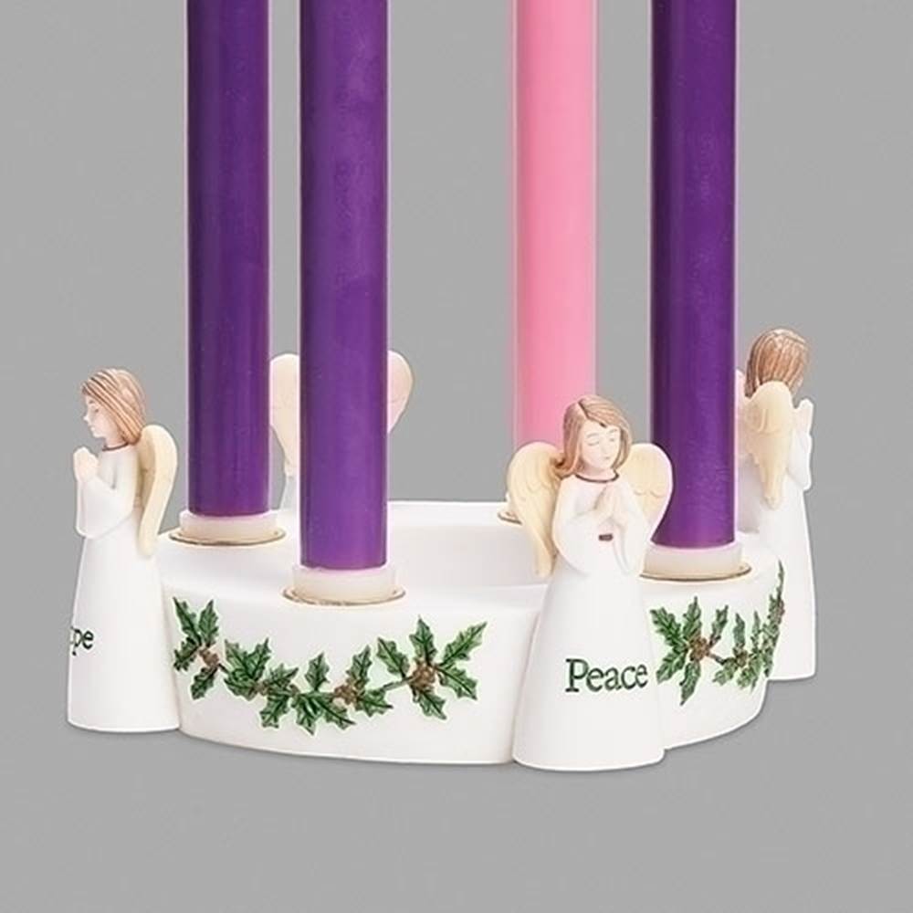 Corona de Adviento Ángeles blancos Esperanza, paz, amor y alegría