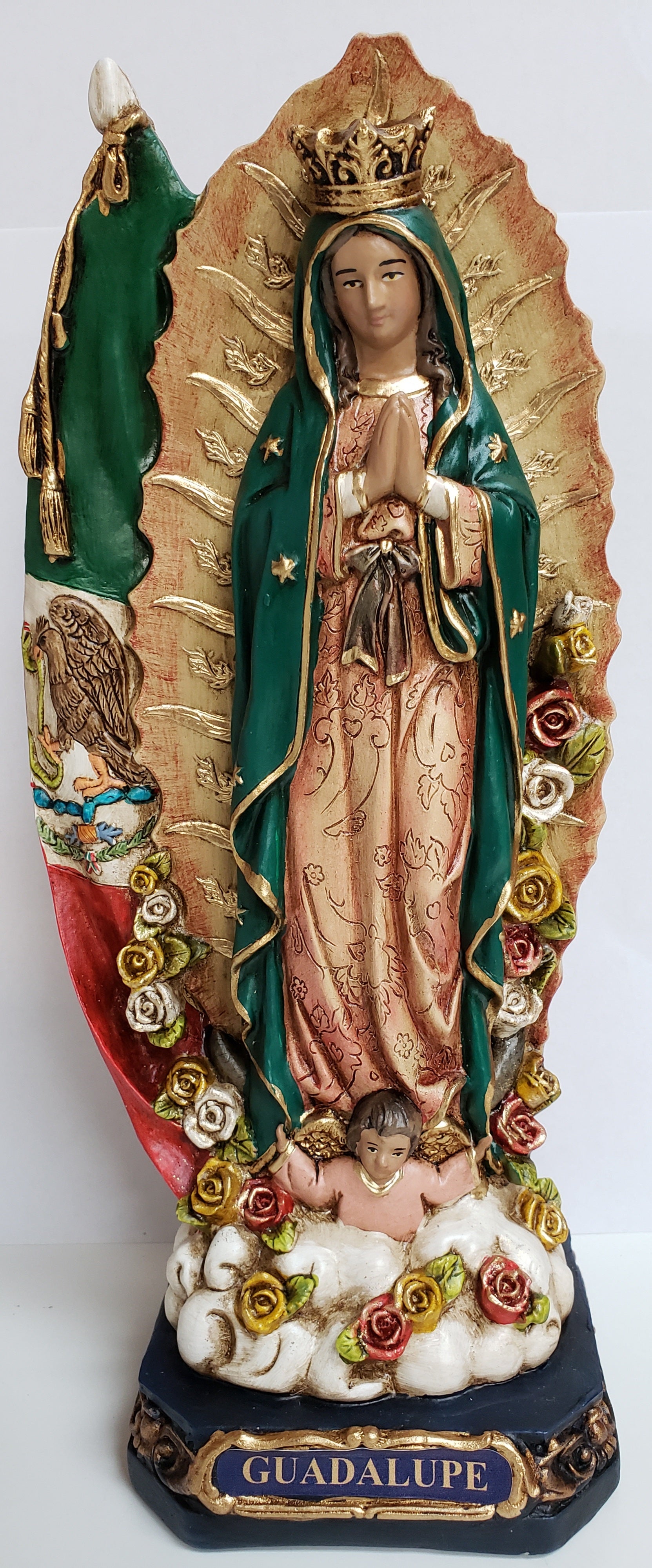 12" Nuestra Señora de Guadalupe con Bandera Mexicana