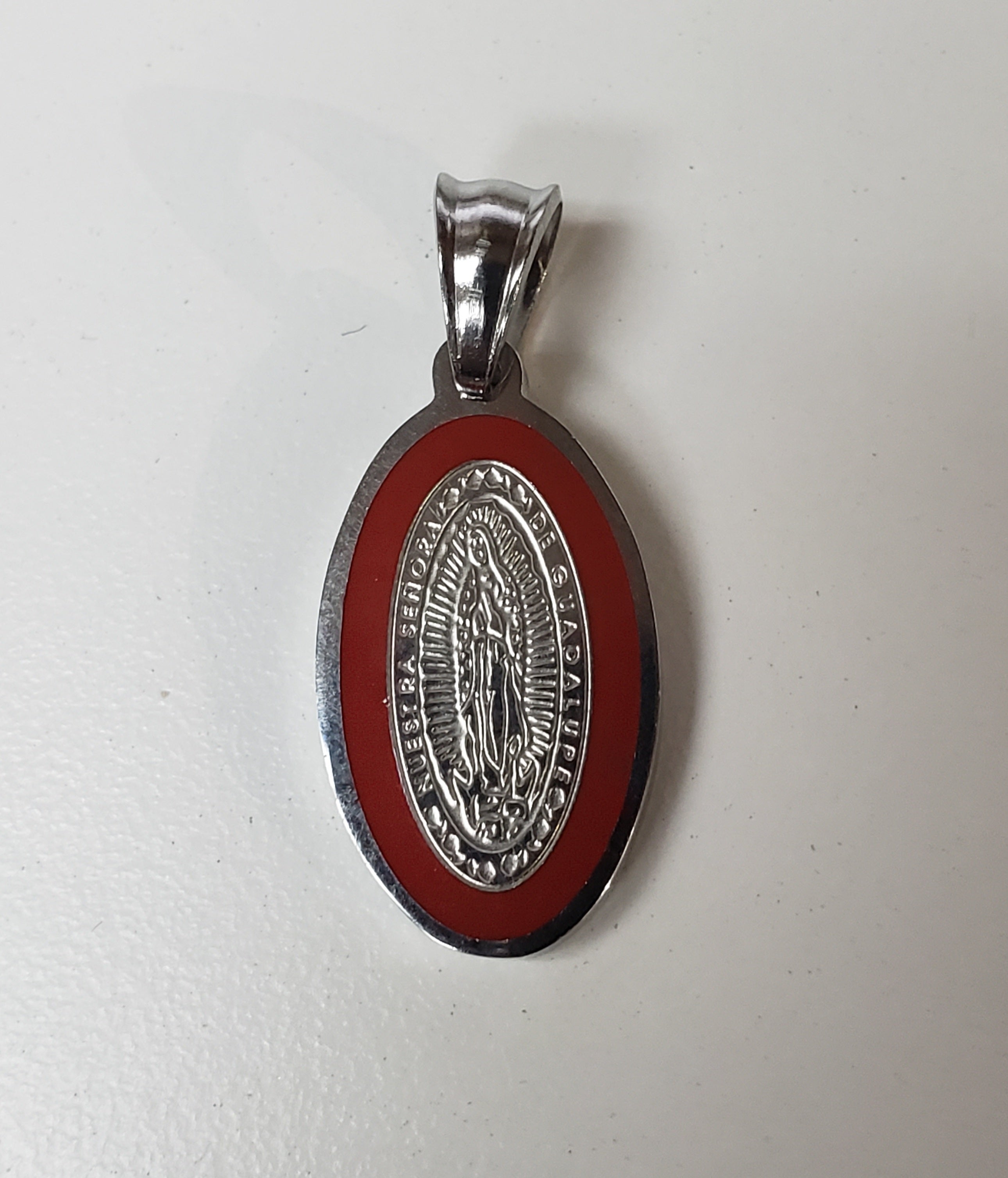 Medalla de Nuestra Señora de Guadalupe Esmaltada en Color - Acero Inoxidable