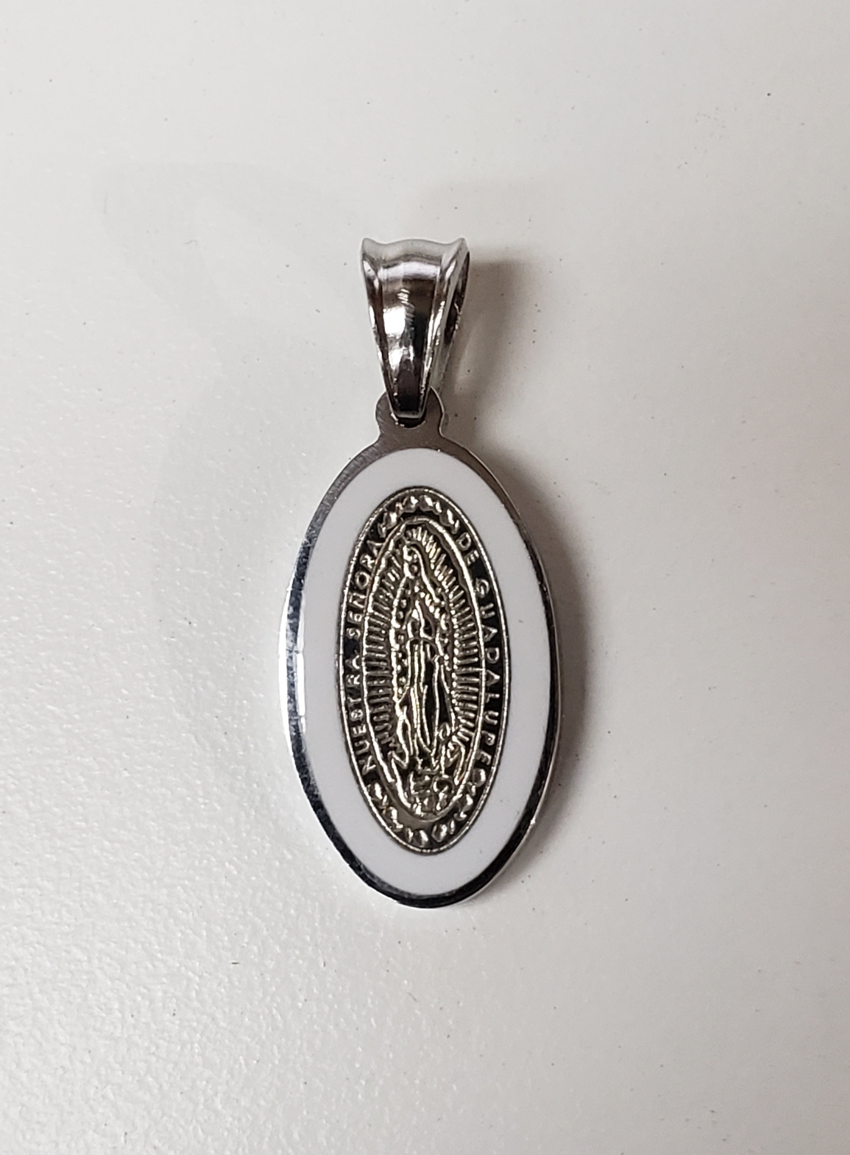 Medalla de Nuestra Señora de Guadalupe Esmaltada en Color - Acero Inoxidable