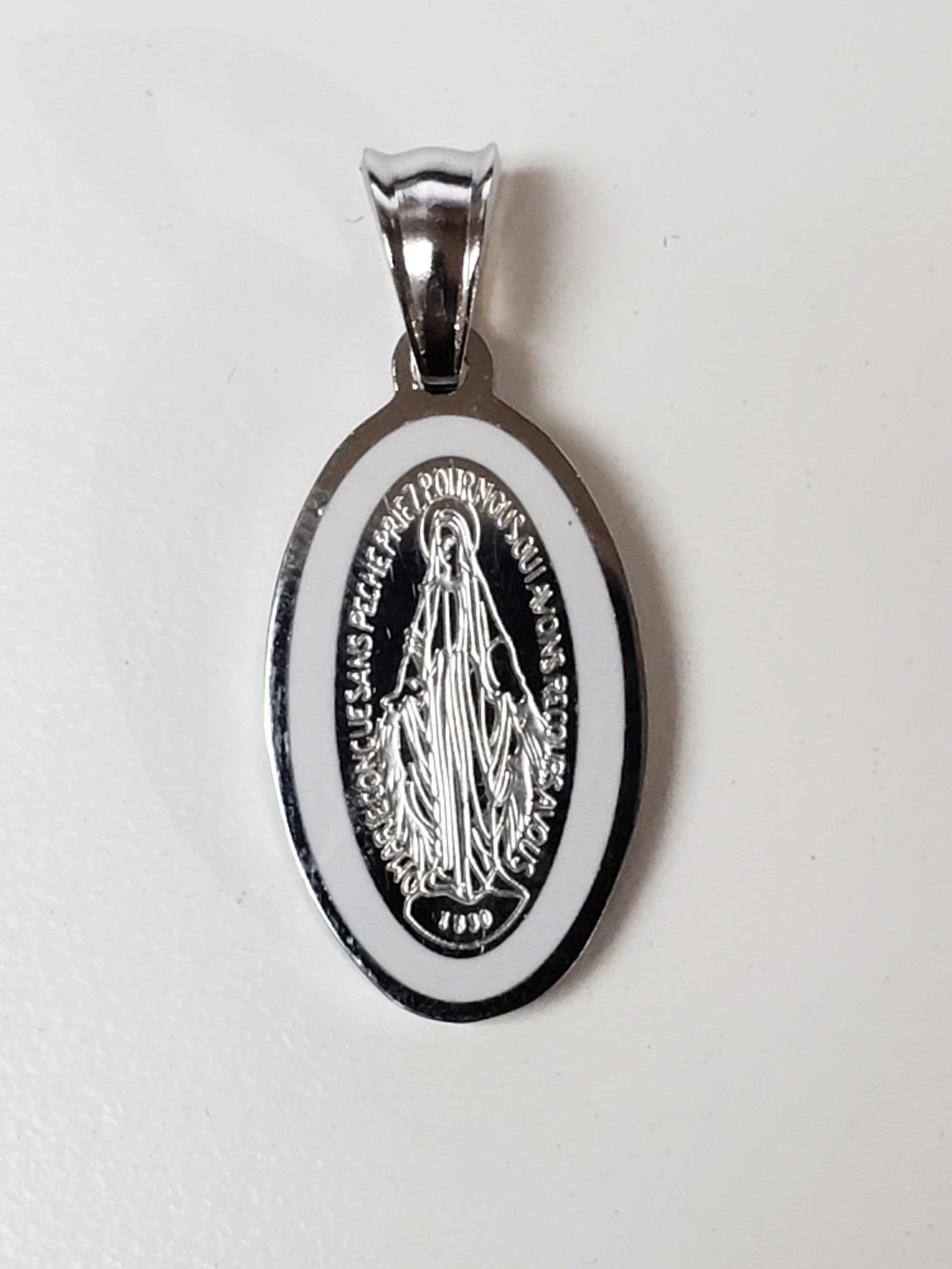 Medalla de Nuestra Señora de las Gracias en color esmaltado - Acero inoxidable